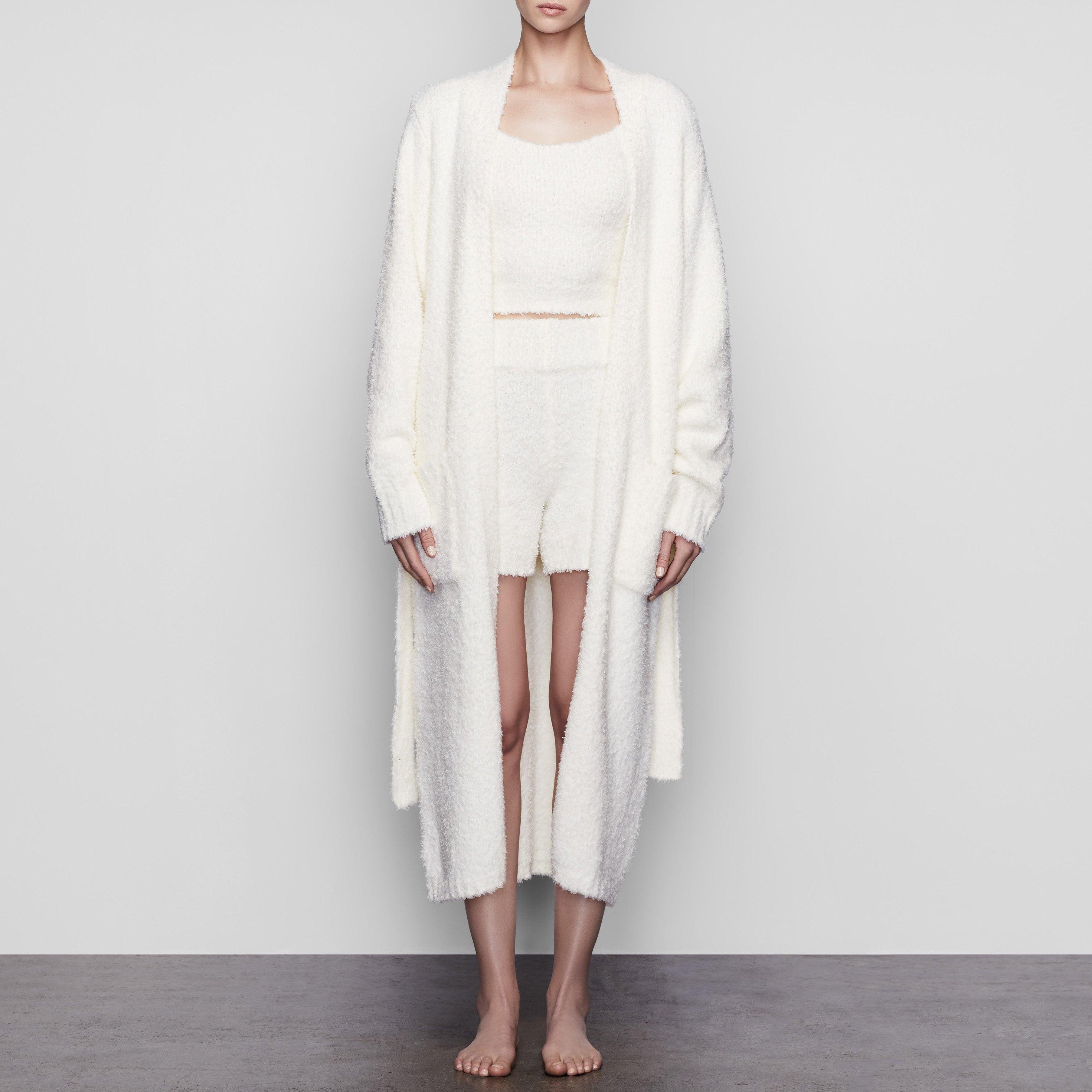 Skims Cozy Knit Robe in Bone (White) Lyst
