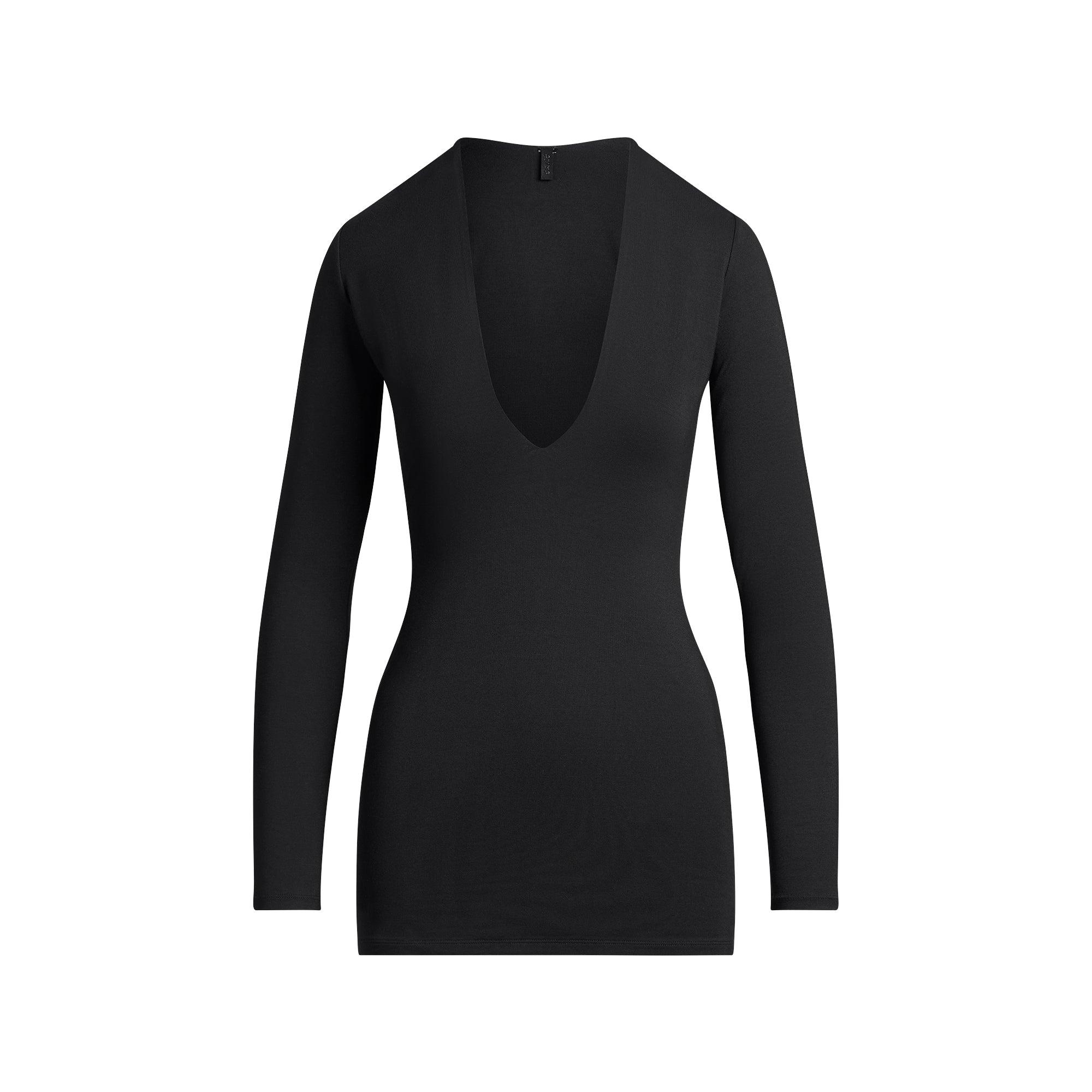 Skims Deep Plunge Mini Dress in Black | Lyst