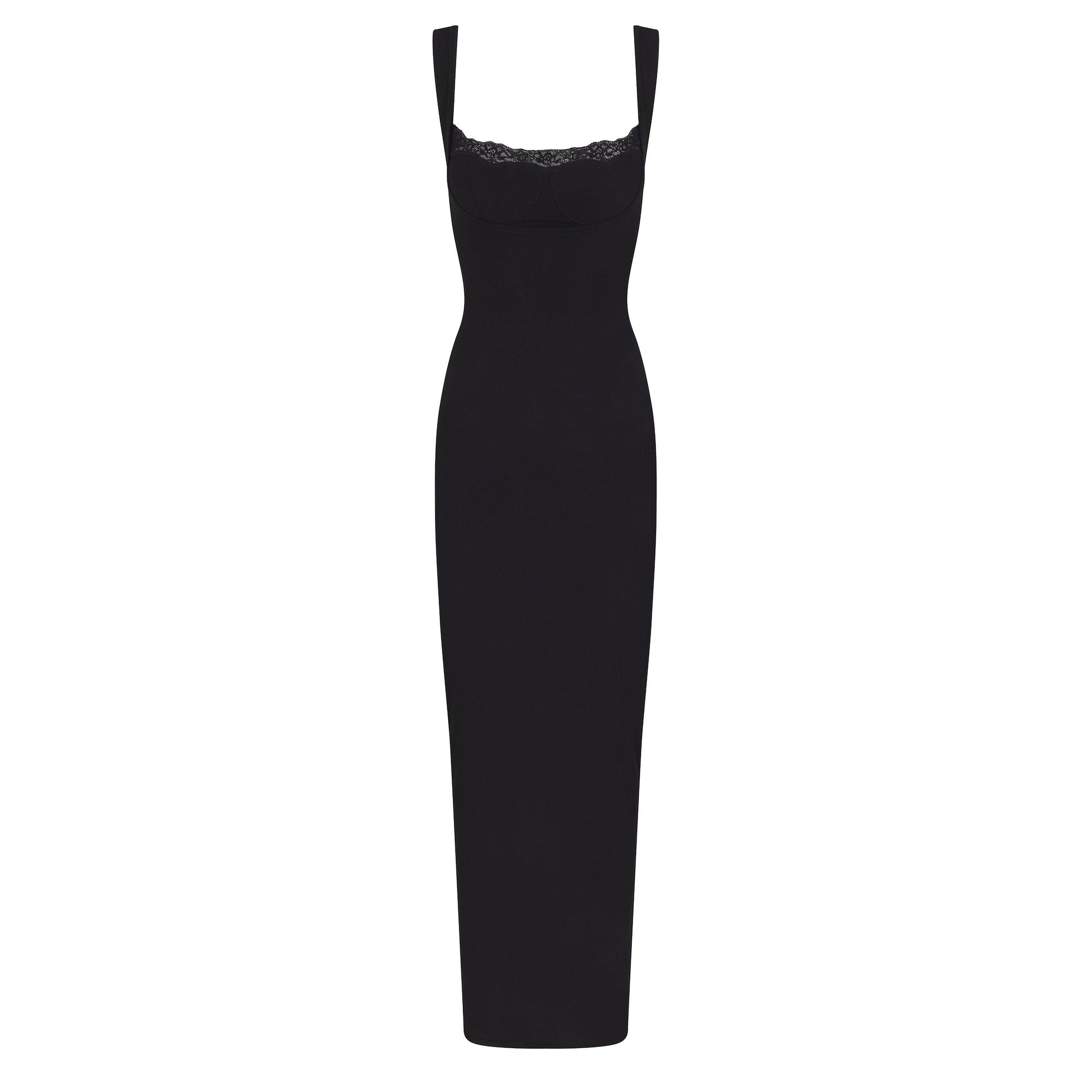 Skims Long Dress With Bralette in Black | Lyst