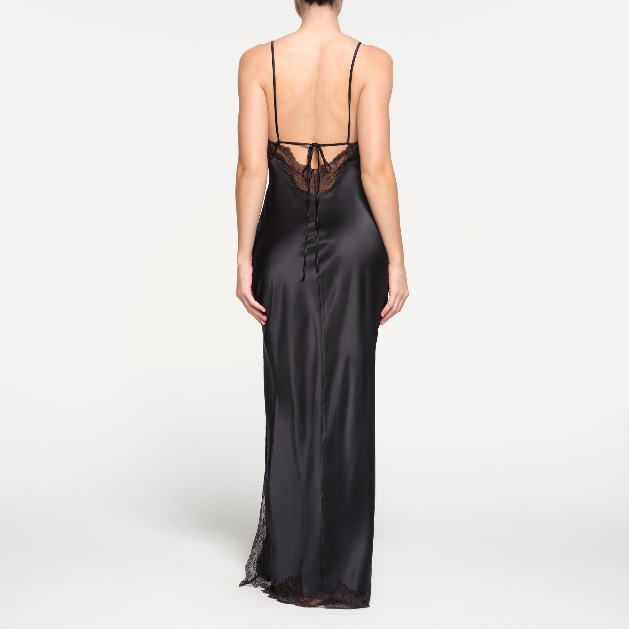 Skims Lace Long Dress in Black | Lyst