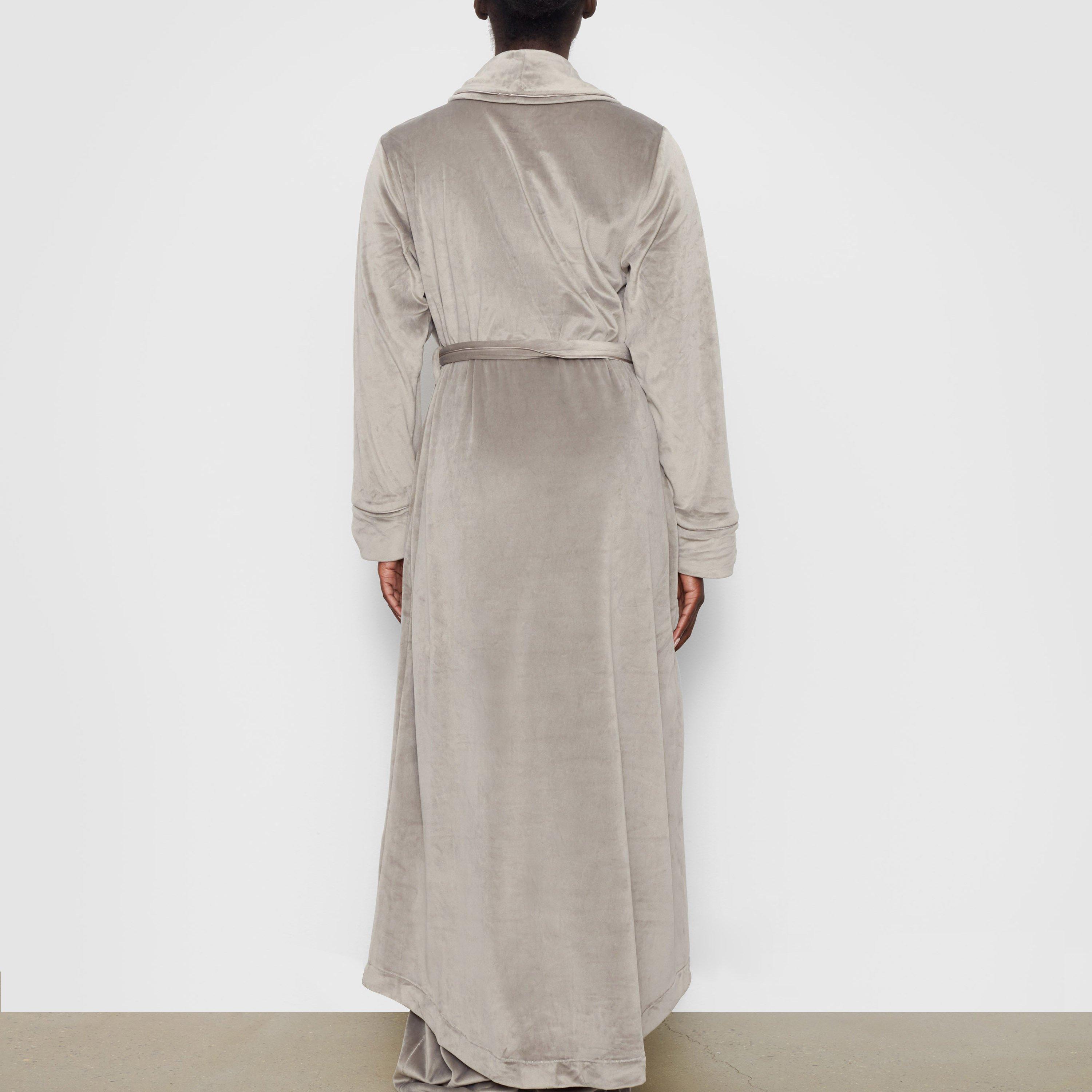 Skims Satin Velour Long Robe in Smoke (Gray) Lyst