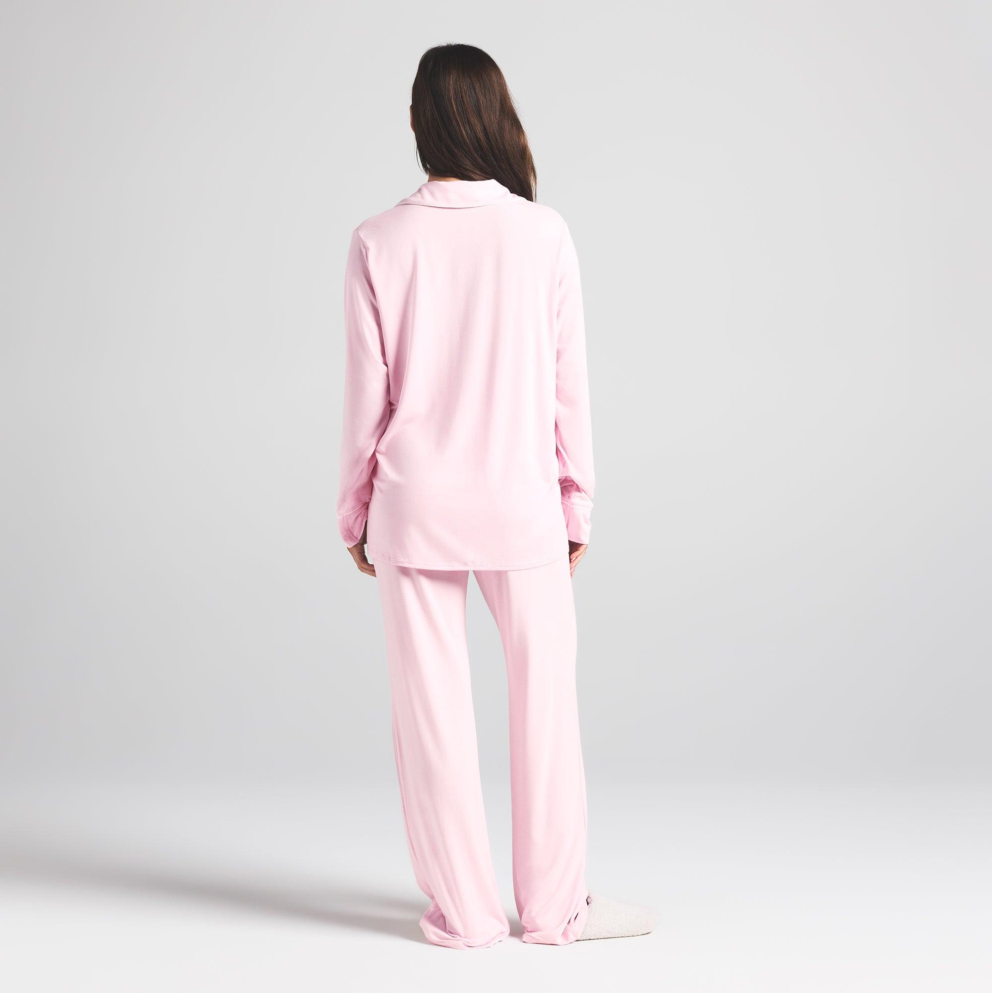 Skims Sleep Long Sleeve Button Up Set in Pink | Lyst