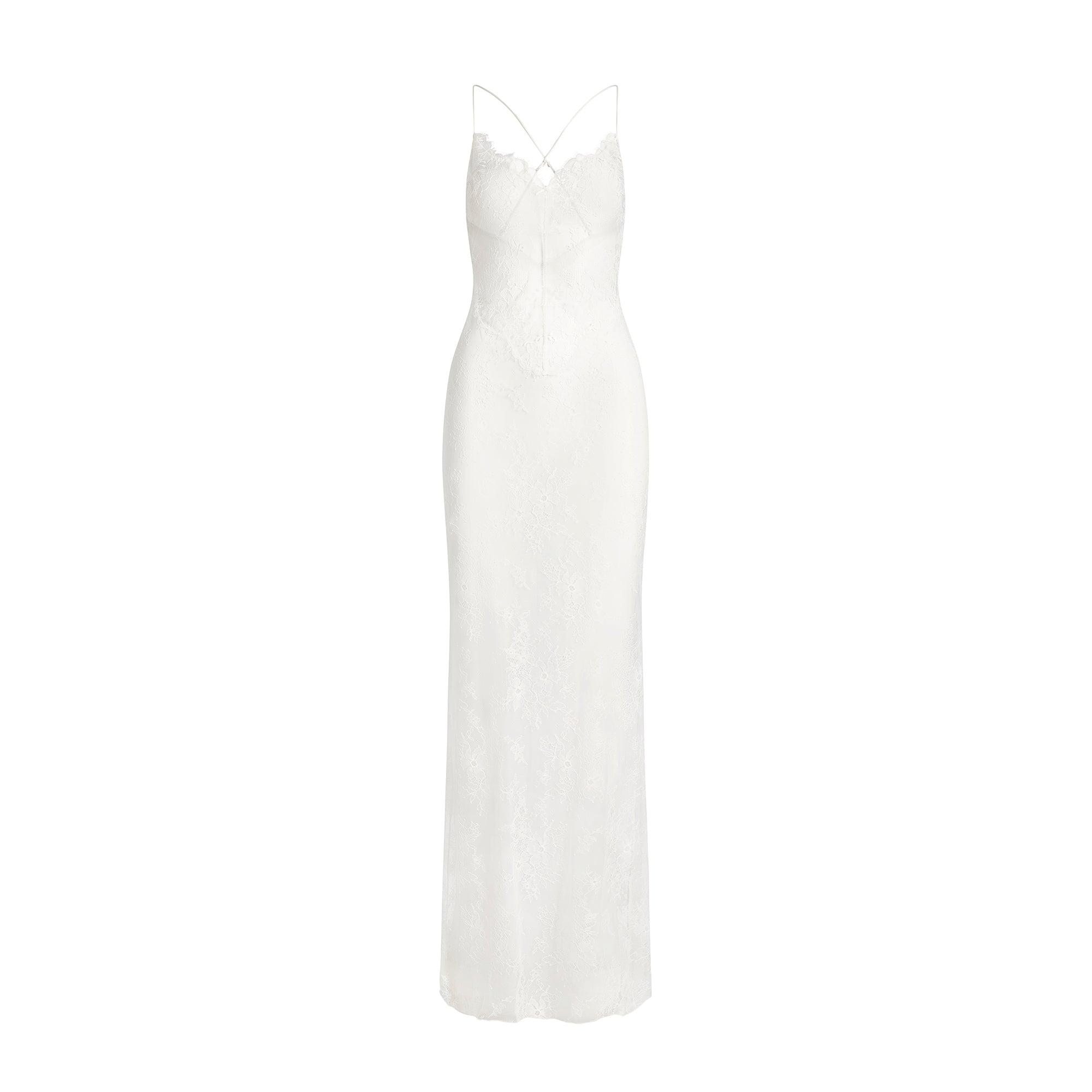 Skims Low Back Long Dress in White | Lyst
