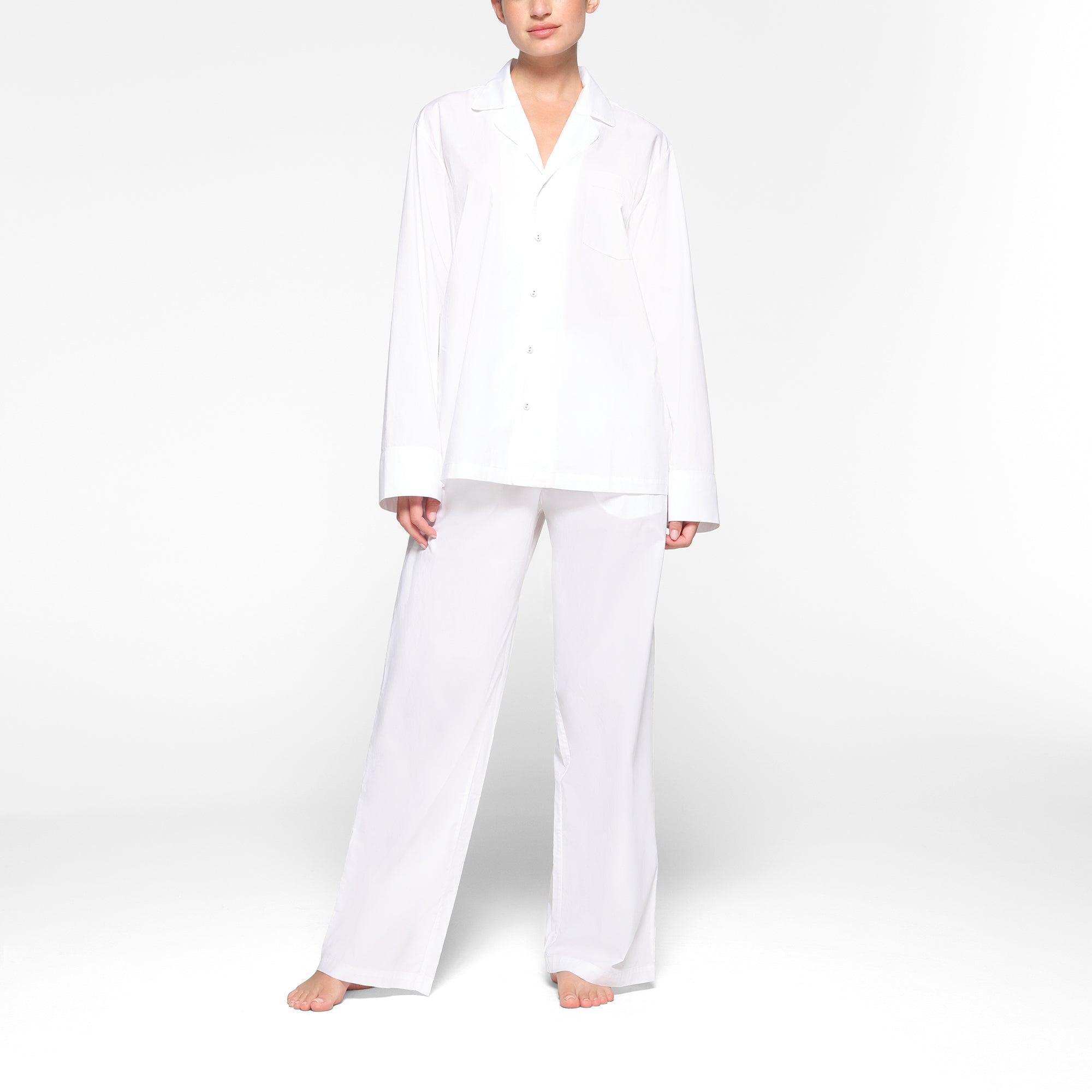 Skims Cotton Poplin Sleep Pants in White Lyst