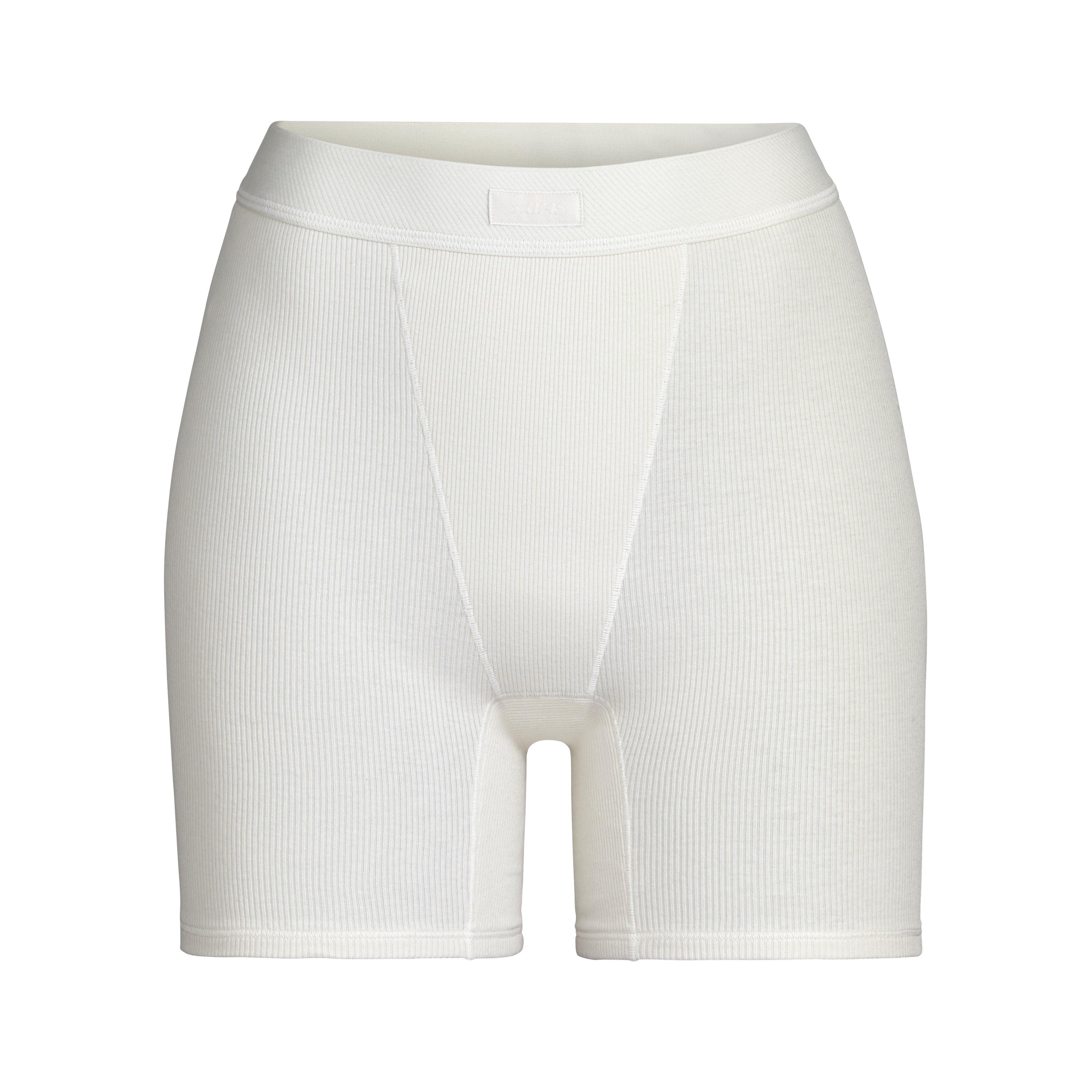Skims Cotton Rib Boxer in Bone (White) Lyst