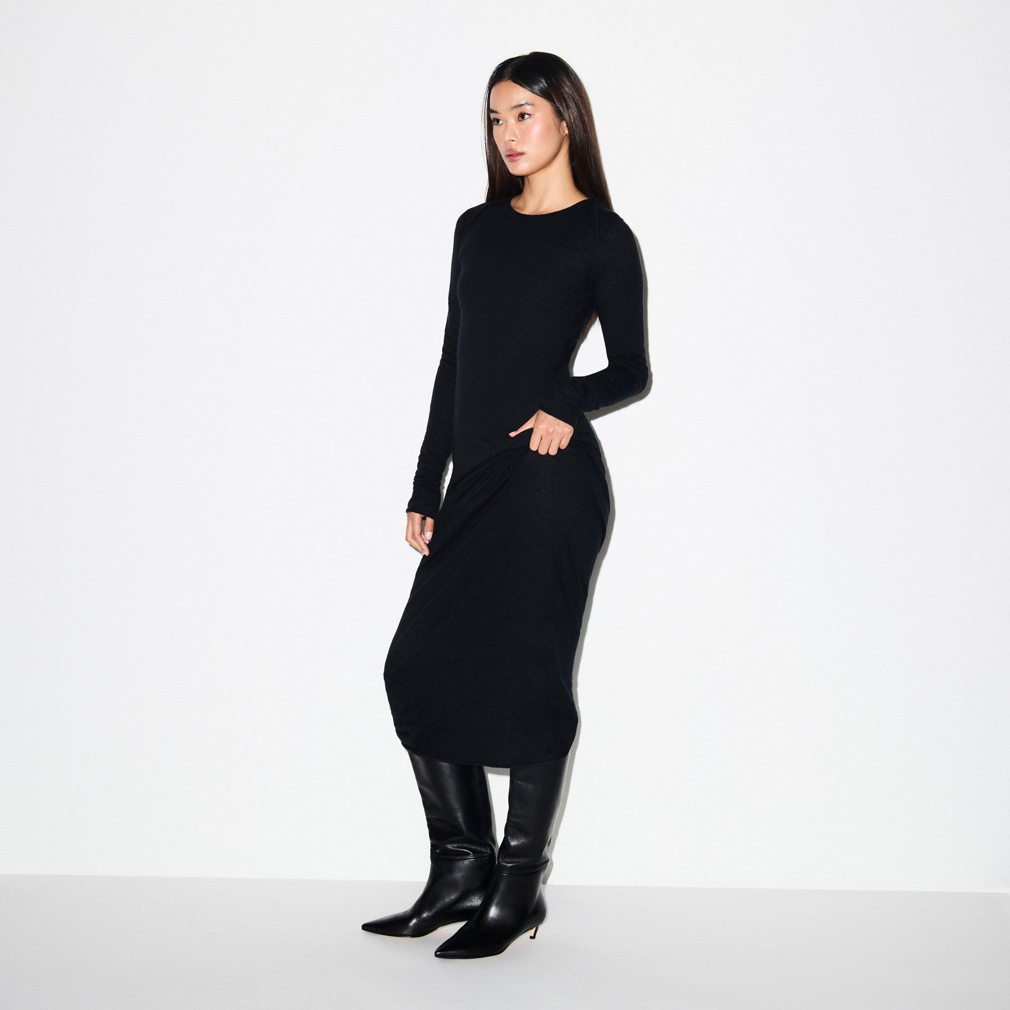 long black skims dress SKIMS Turtleneck Long Dress | Onyx | Black | Soft Lounge | XL | X-Large