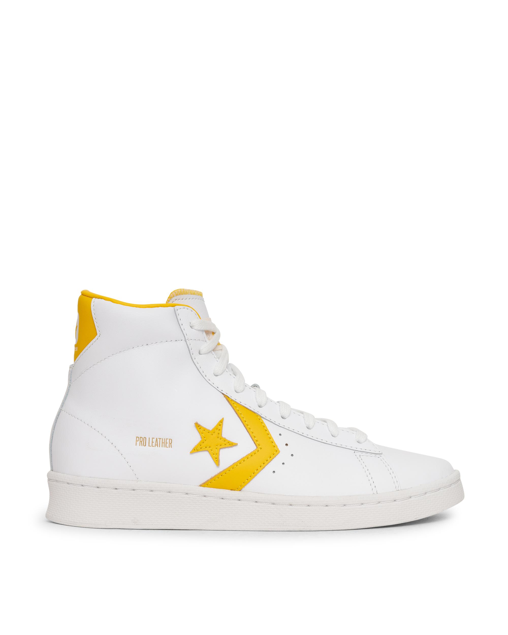 Converse White And Yellow Leather Pro Mid Sneakers for Men | Lyst