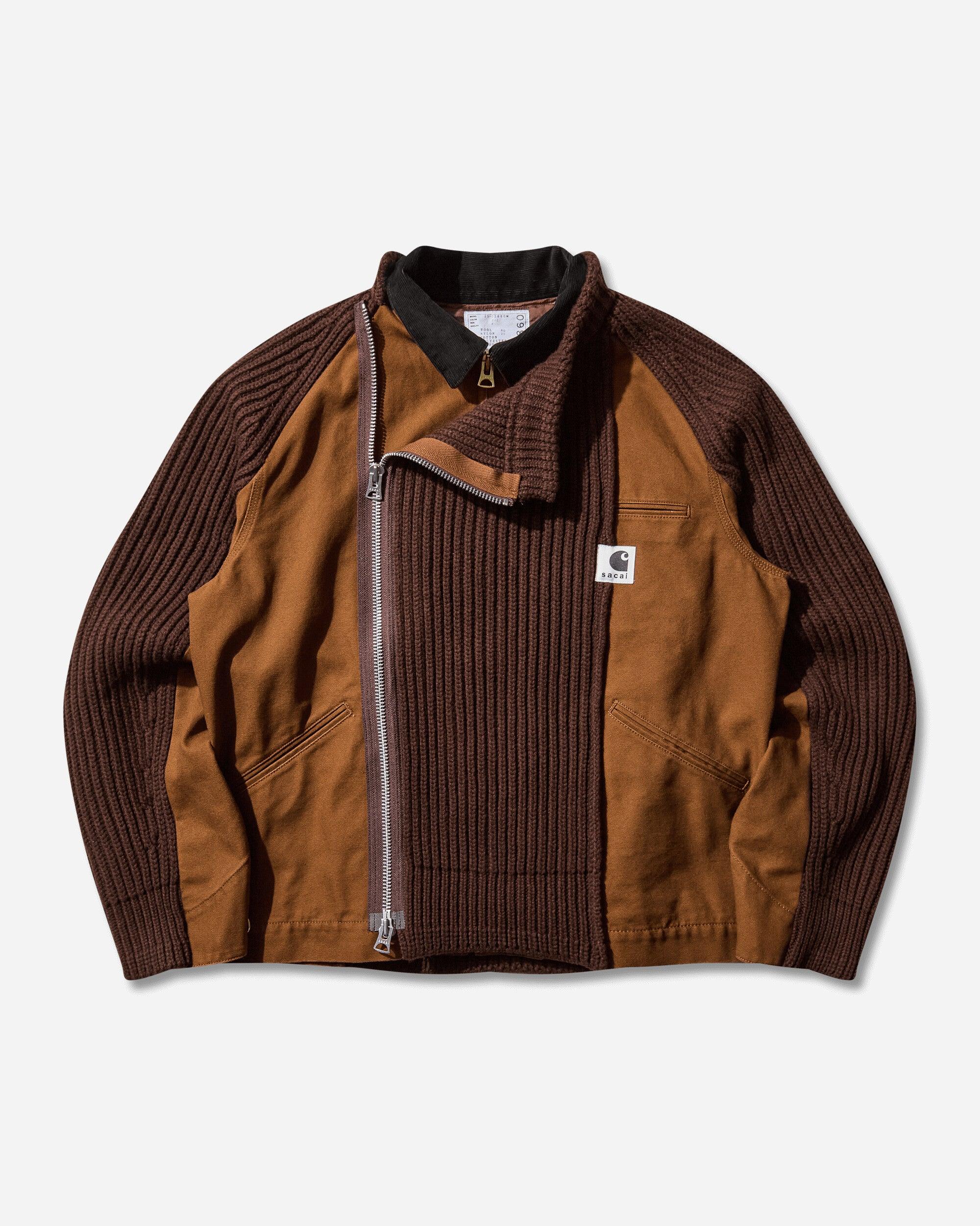 Sacai Men S Carhartt Wip Washed Duck X Wool Knit Blouson in Brown