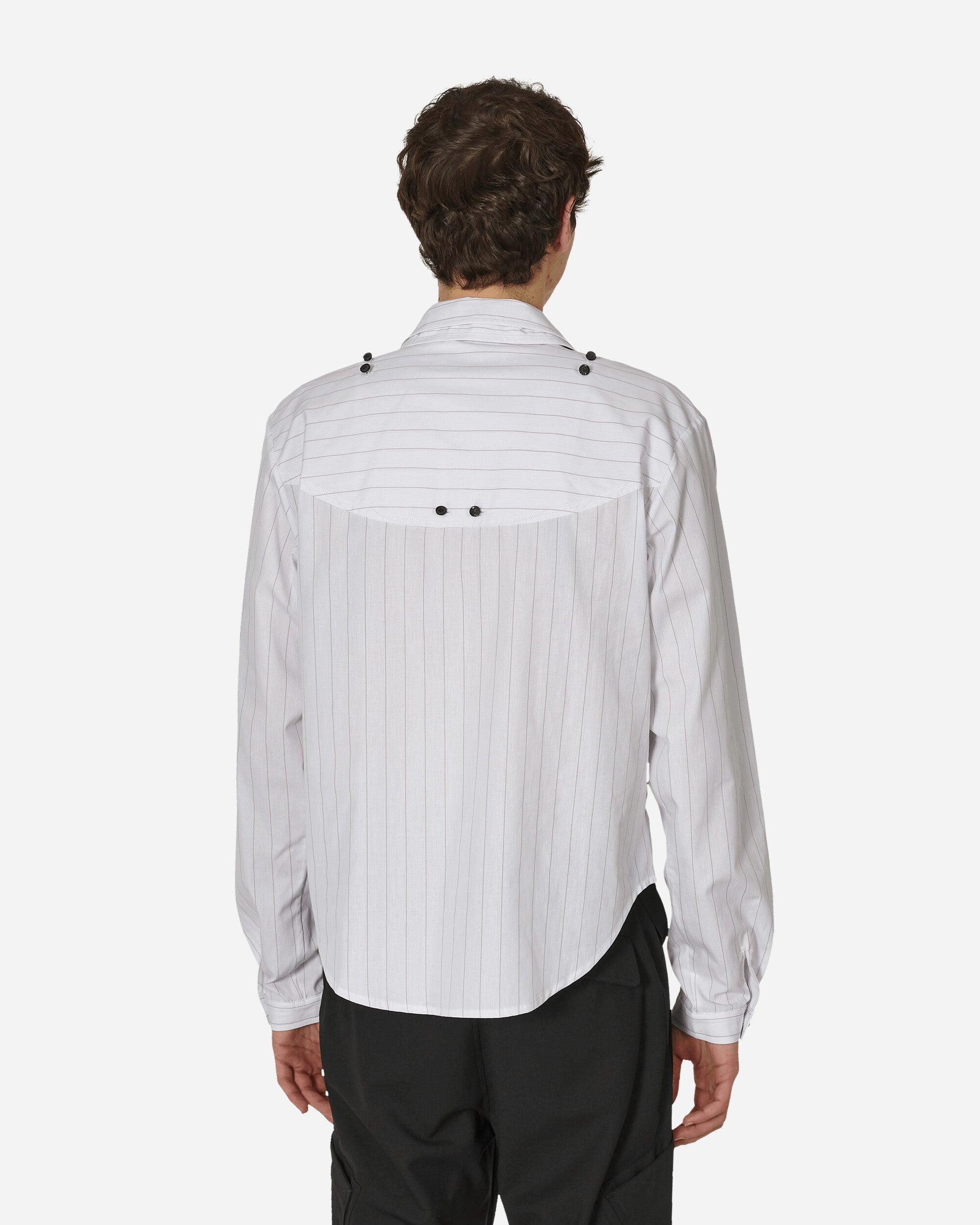 Kiko Kostadinov Tonino Shirt Jacket Wide Stripe in White for Kiko Kostadinov Tonino Shirt Jacket Wide Stripe in White for