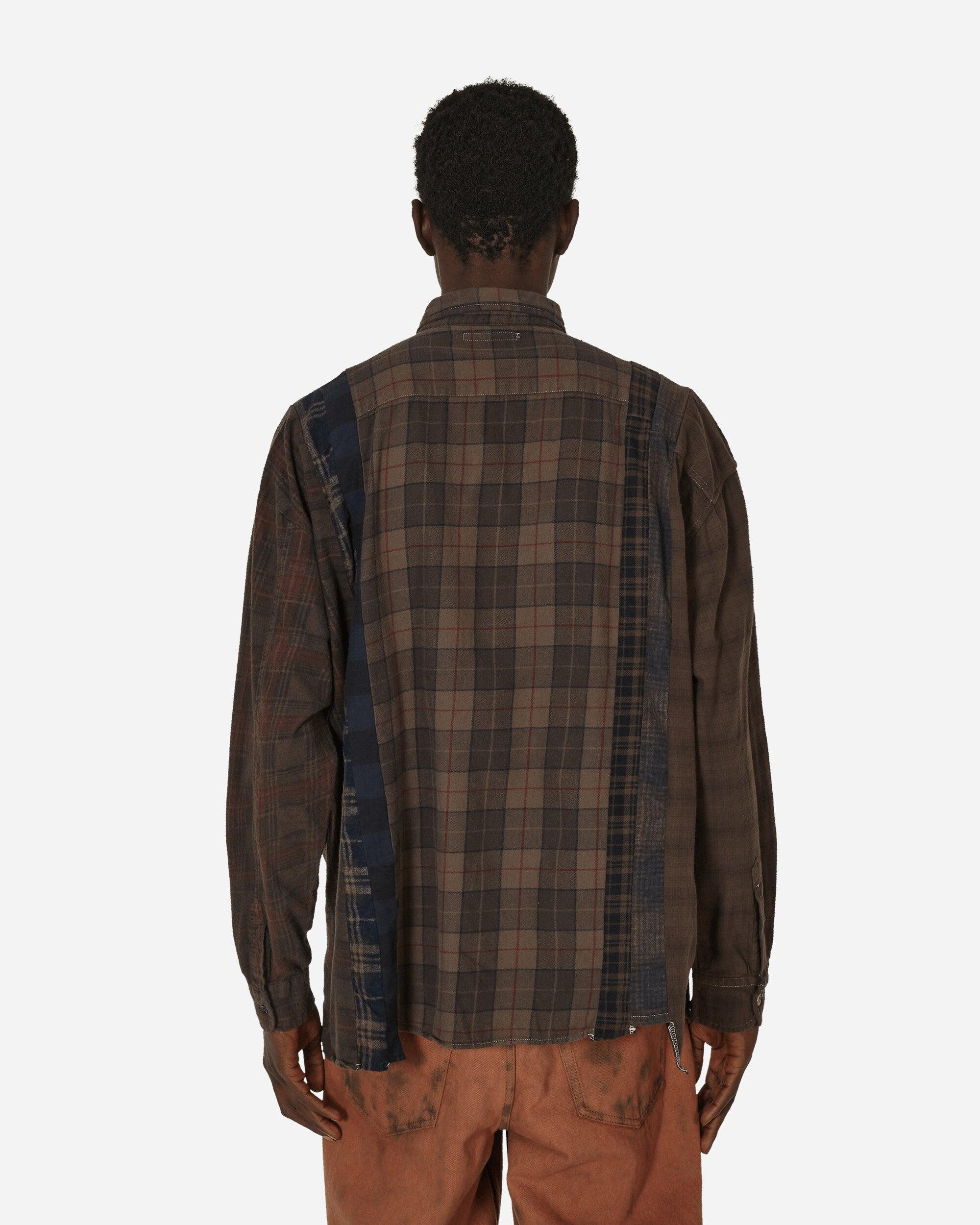 Rebuild By Needles 7CUTS WIDE SHIRT ブラウン Needles 7 Cuts Flannel Wide Shirt Over Dye in Brown for Men