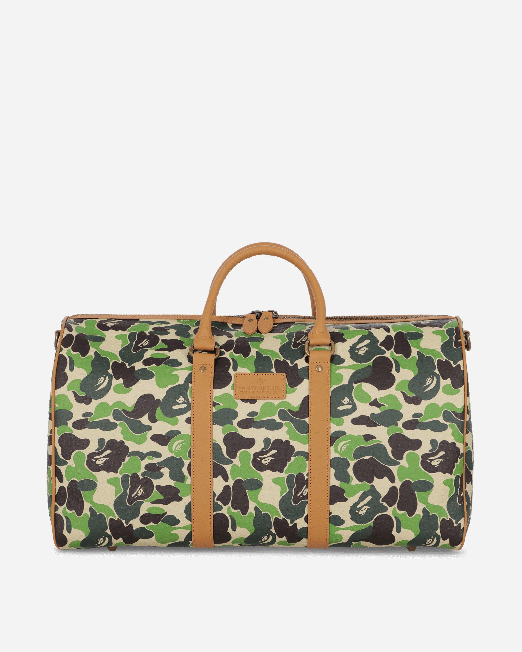 A Bathing Ape Abc Camo Pu Ostrich Boston Bag in Green for Men | Lyst