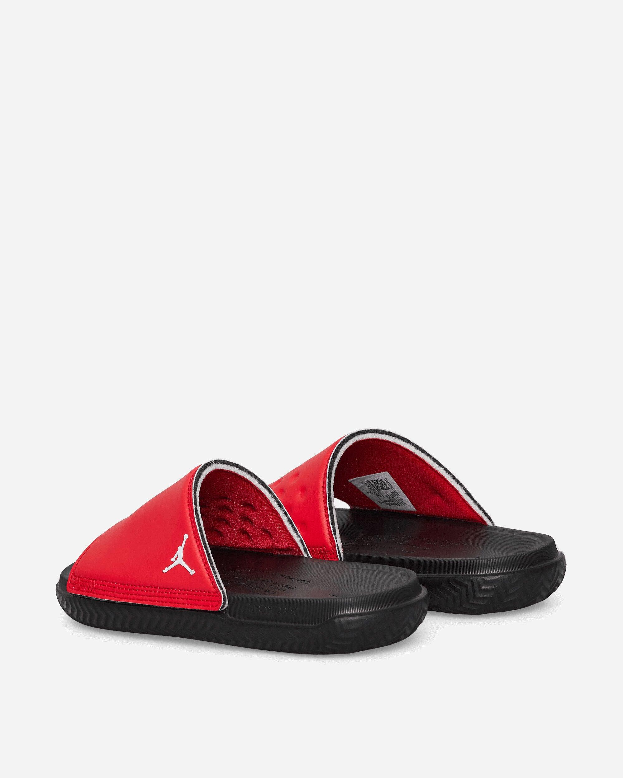 Red and black jordan flip flops 2025