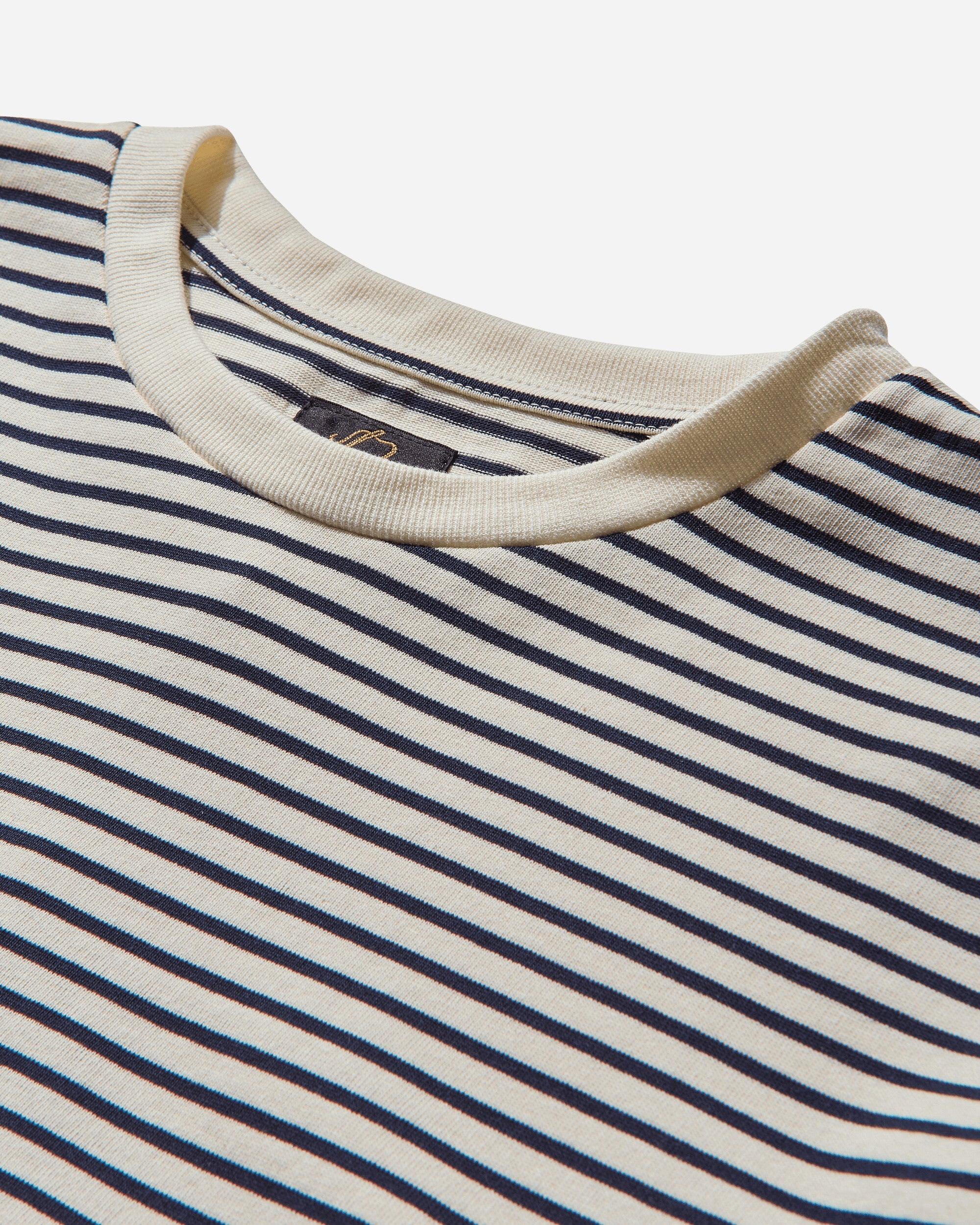 Needles Men S Stripe Crewneck Longsleeve T-shirt / Navy in
