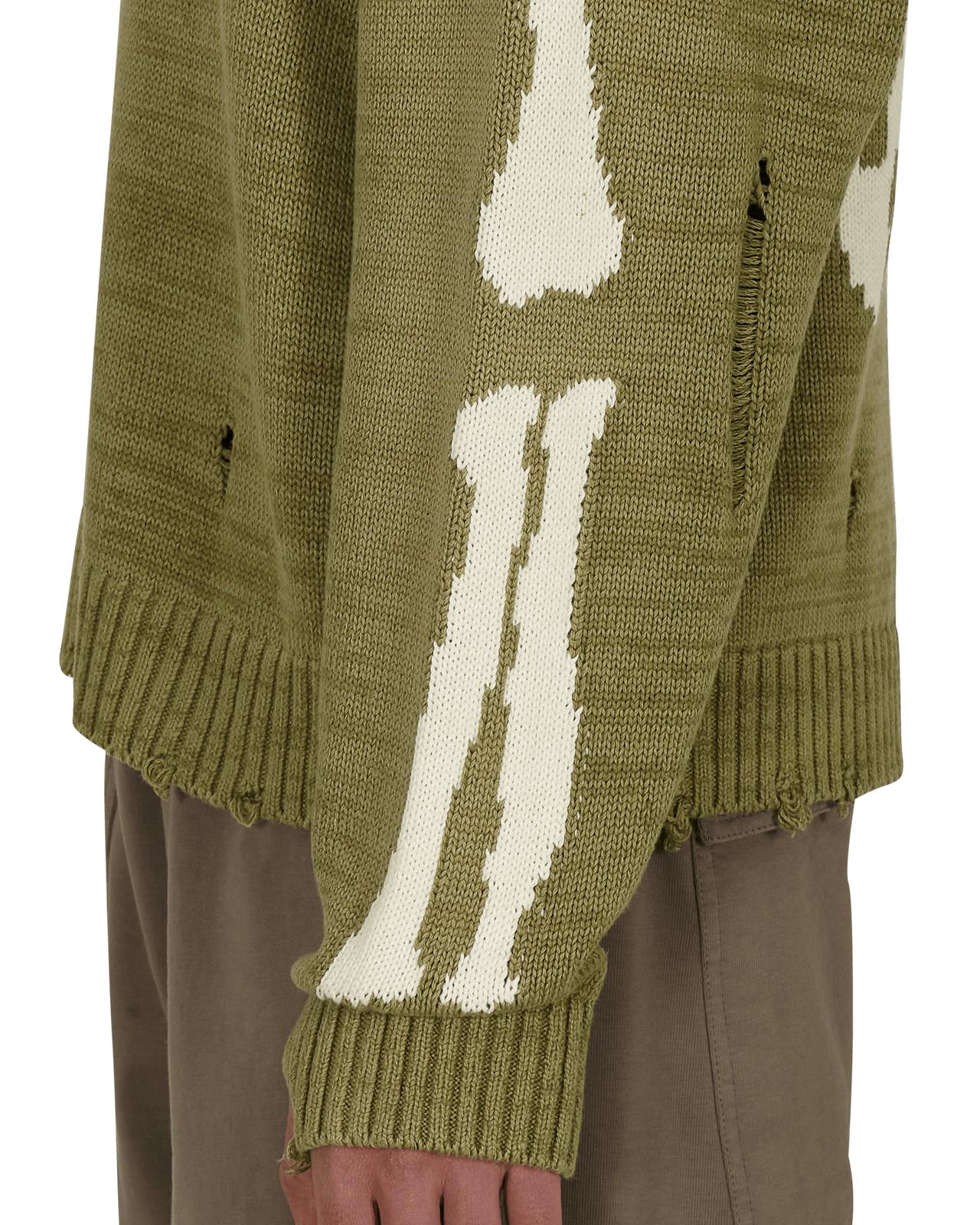 Kapital 5g Cotton Knit Bone Crewneck Sweater Khaki L in Green for