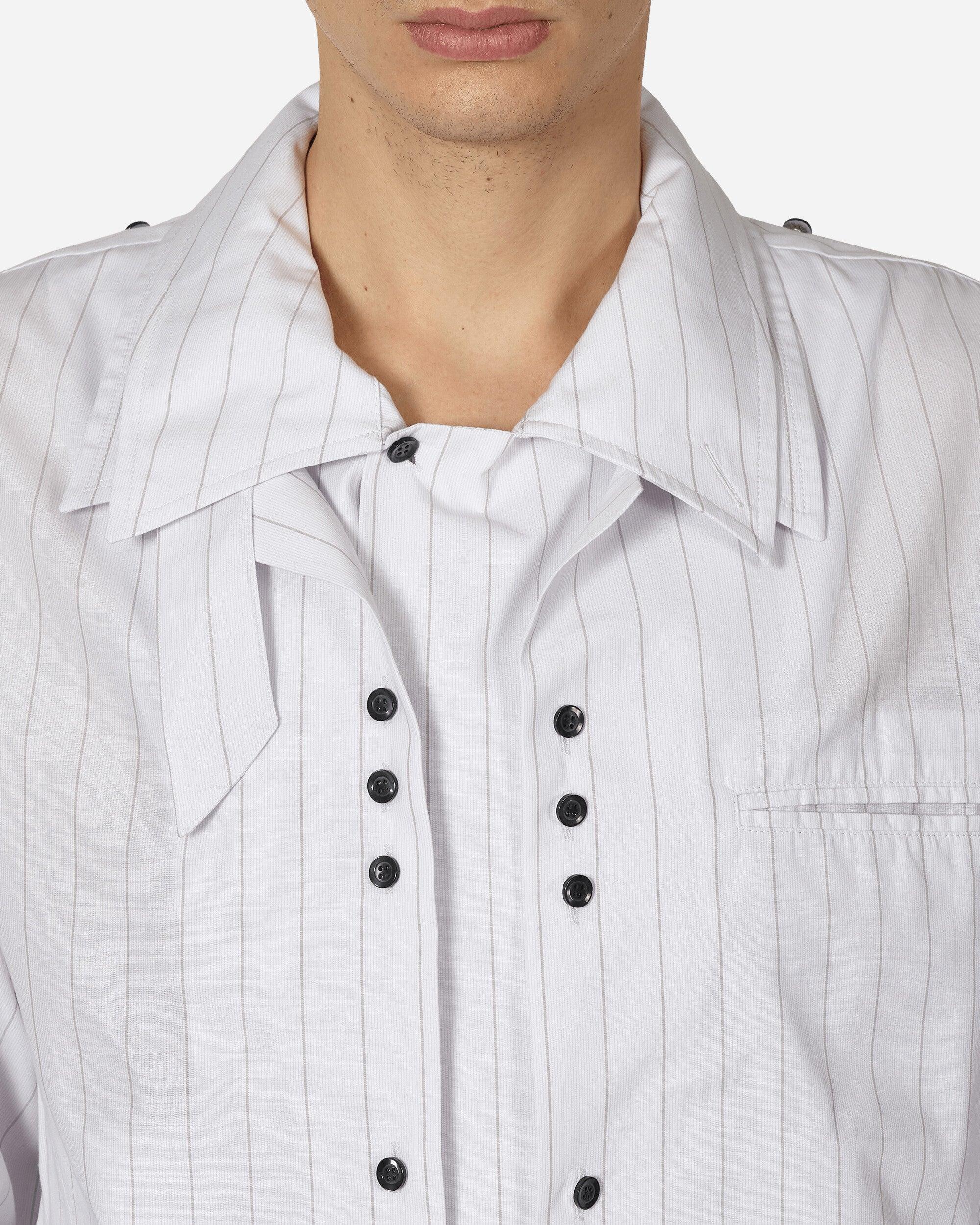 Kiko Kostadinov Tonino Shirt Jacket Wide Stripe in White for Kiko Kostadinov Tonino Shirt Jacket Wide Stripe in White for