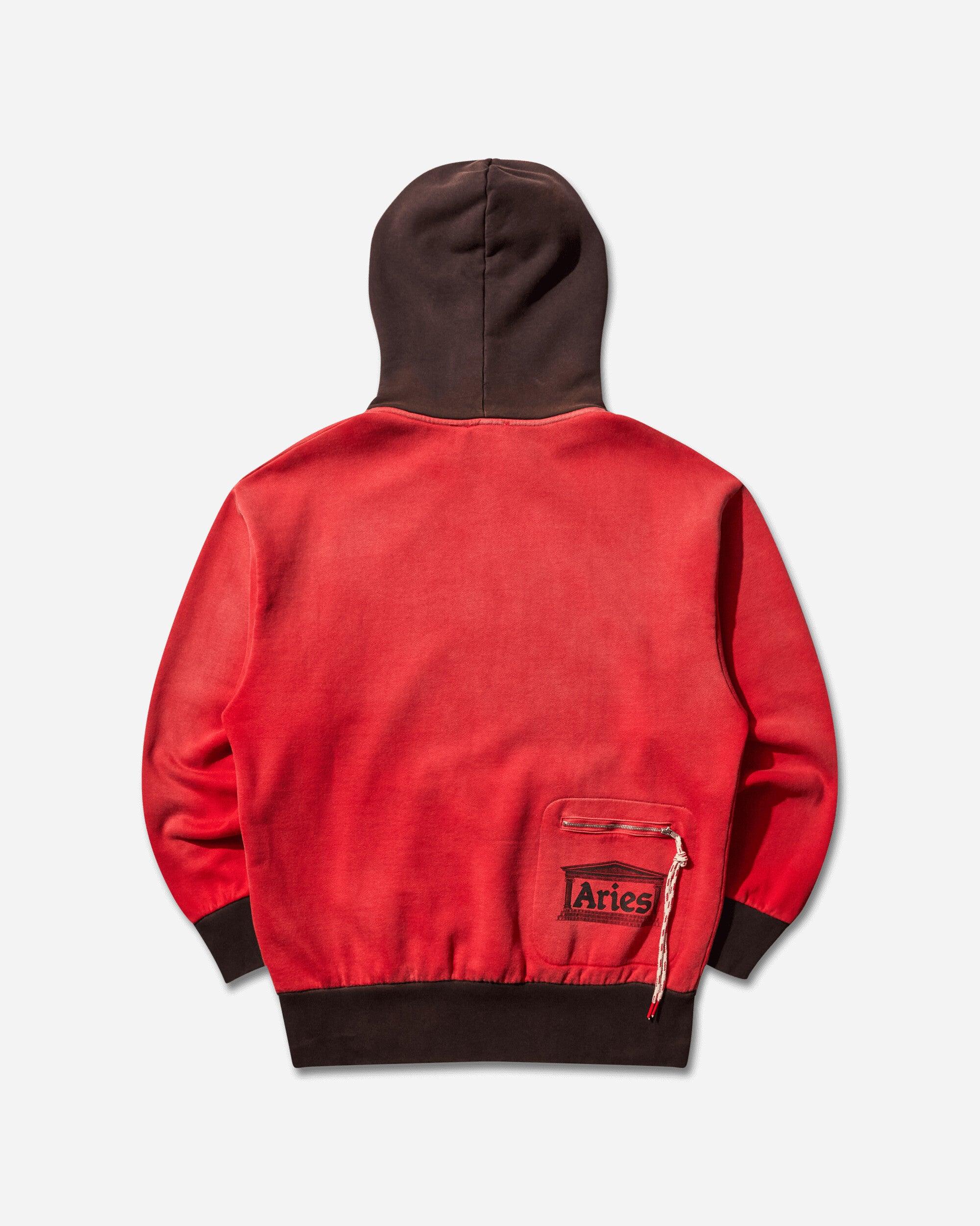 Aries Sunbleached Premium Temple Sports Hoodie in Red for Men