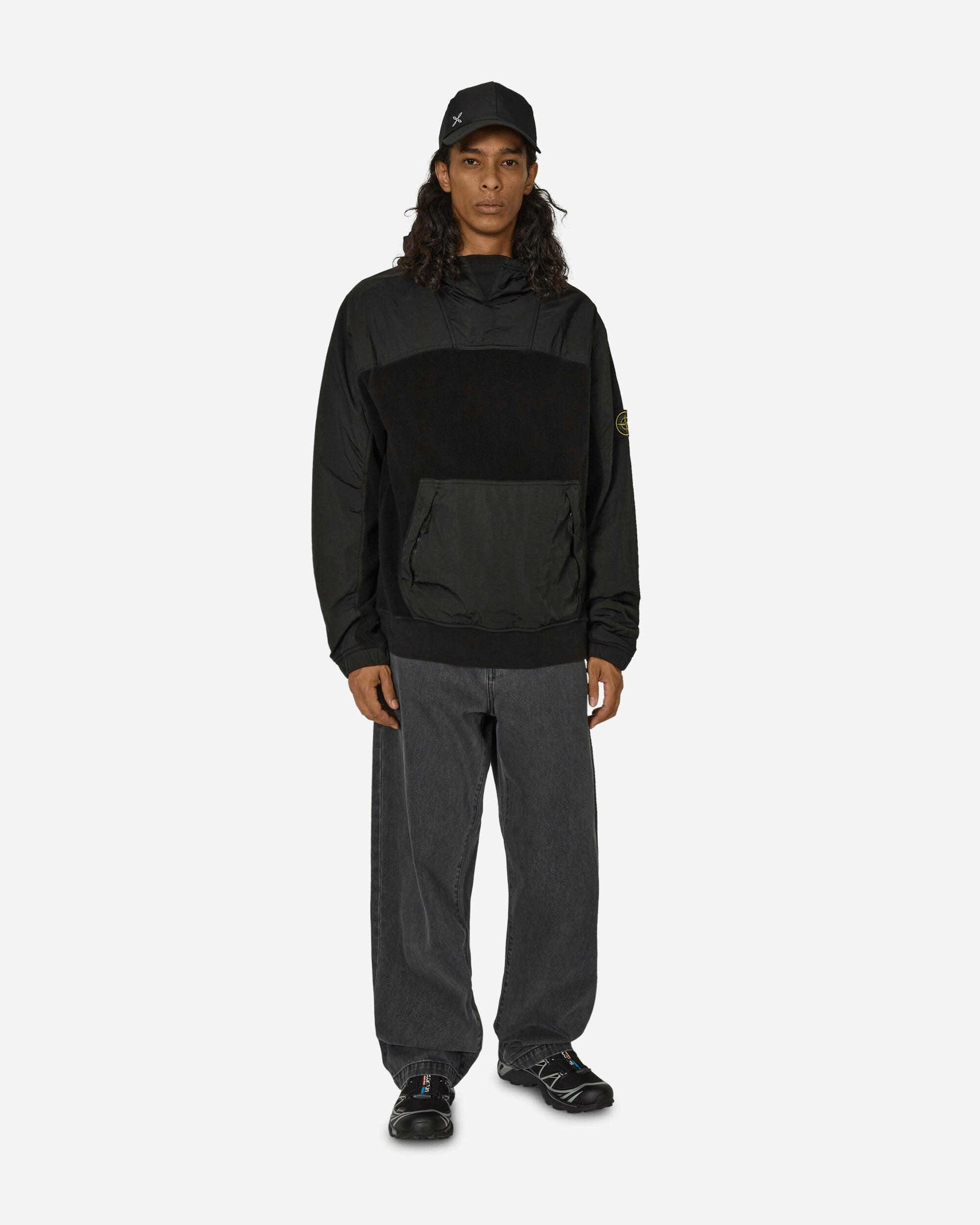 Stone Island Cotton Pile Nylon-Tc Hooded Sweatshirt in Black for