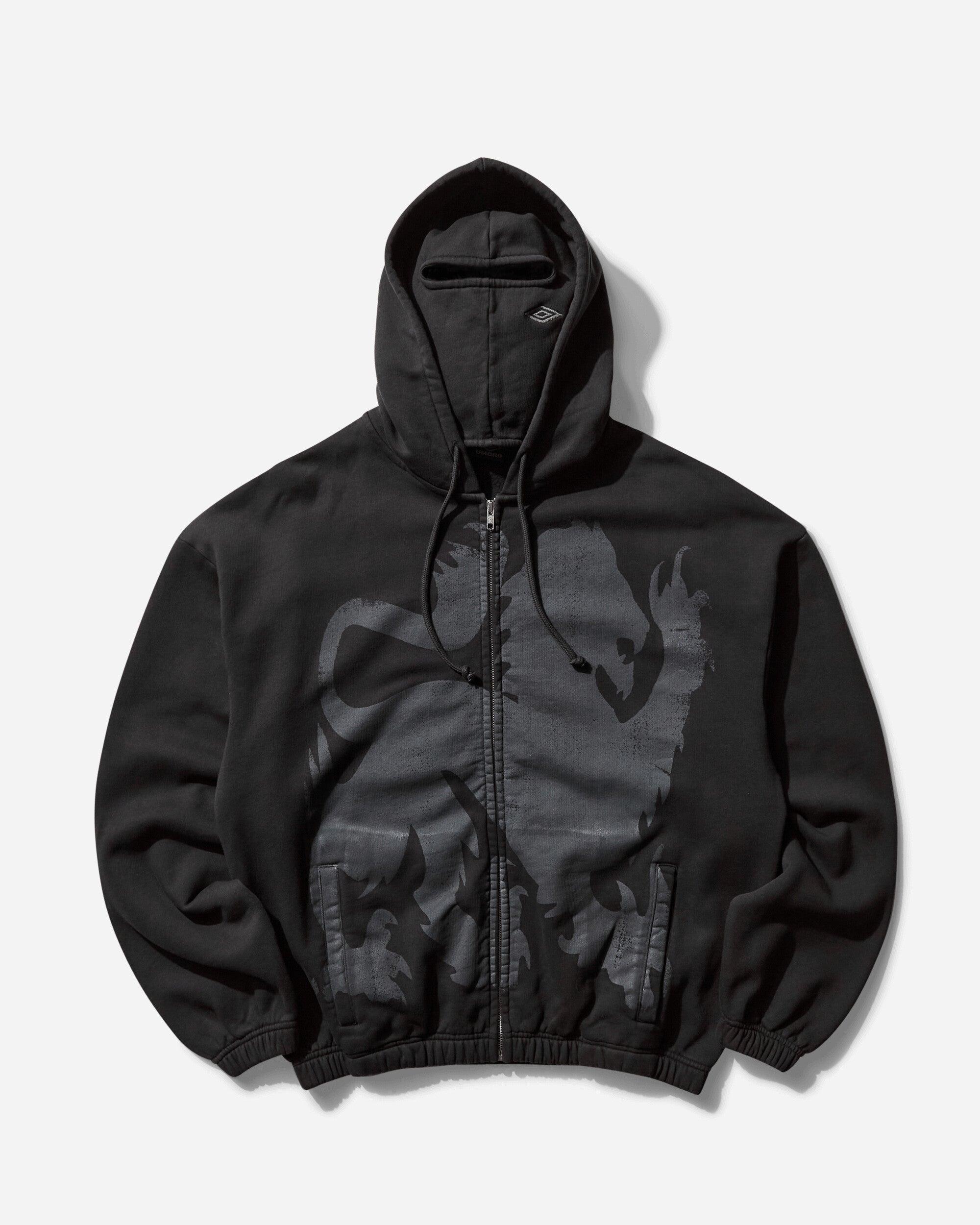 Umbro Men S Heraldic Zip Up Masked Hoodie Washed in Black