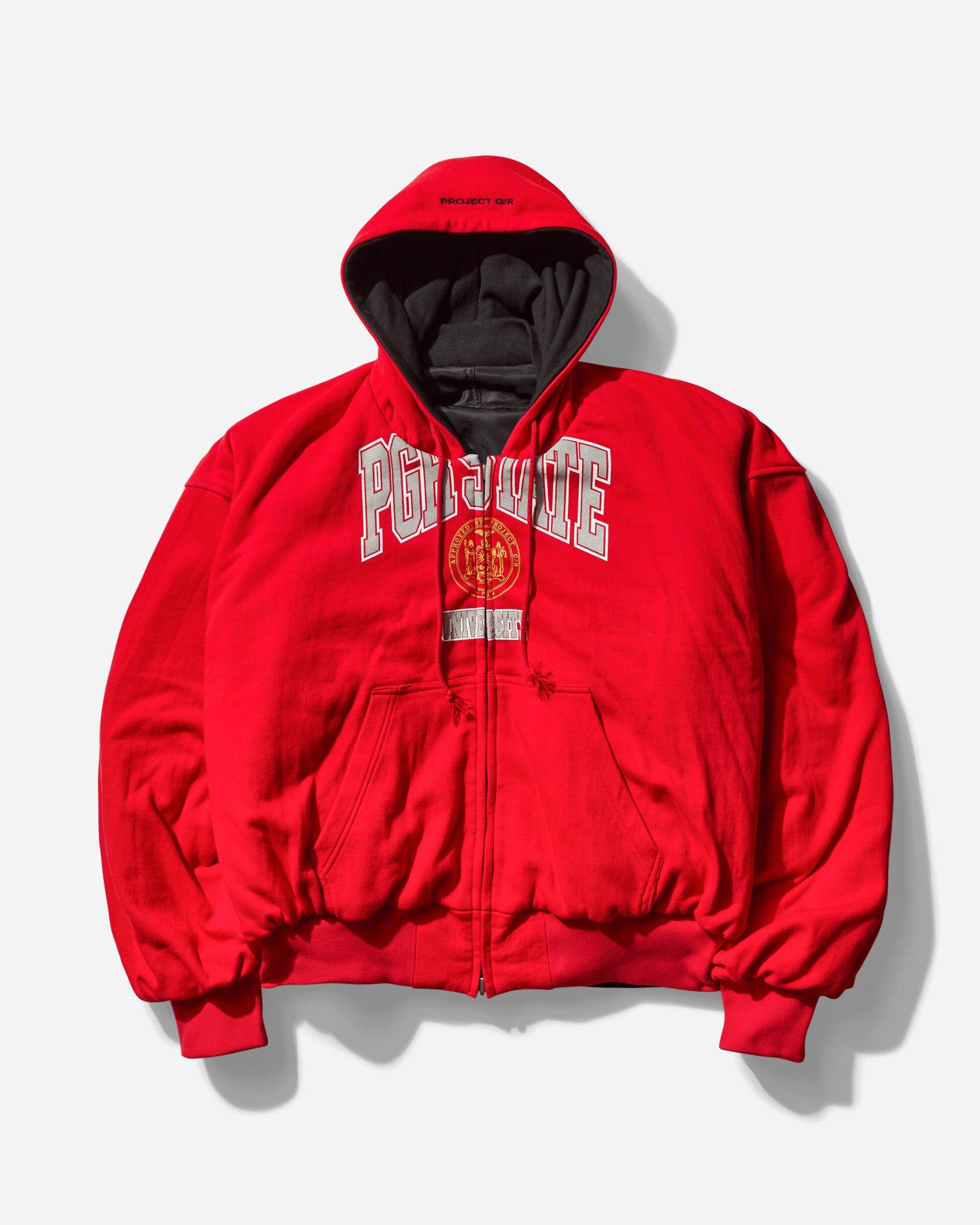 PROJECT G/R Men S Reversible Hooded Ma-1 Jacket / Red in Black for