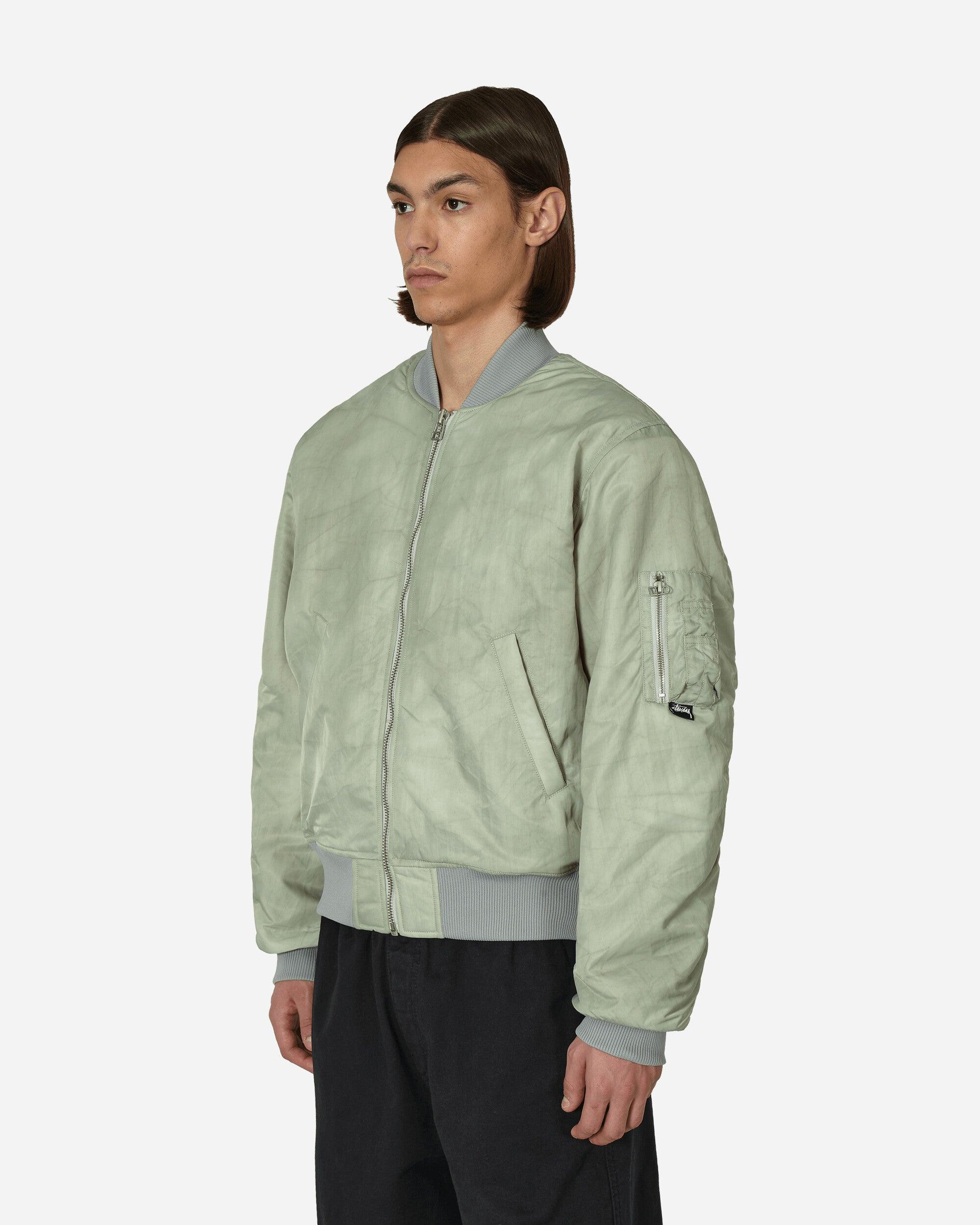 Stussy Men's Green Dyed Nylon Bomber Jacket Stone Stussy Men's Green Dyed Nylon Bomber Jacket Stone