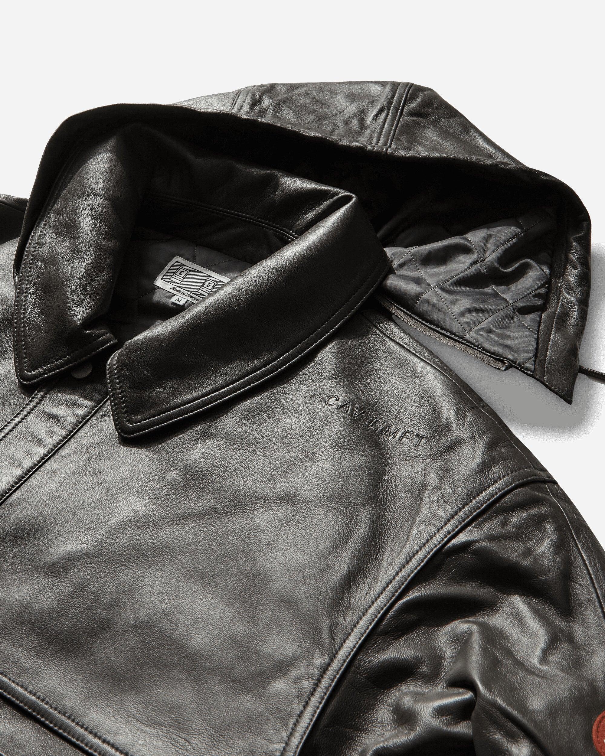 Cav Empt S Leather Zip Jacket in Black for Men | Lyst UK