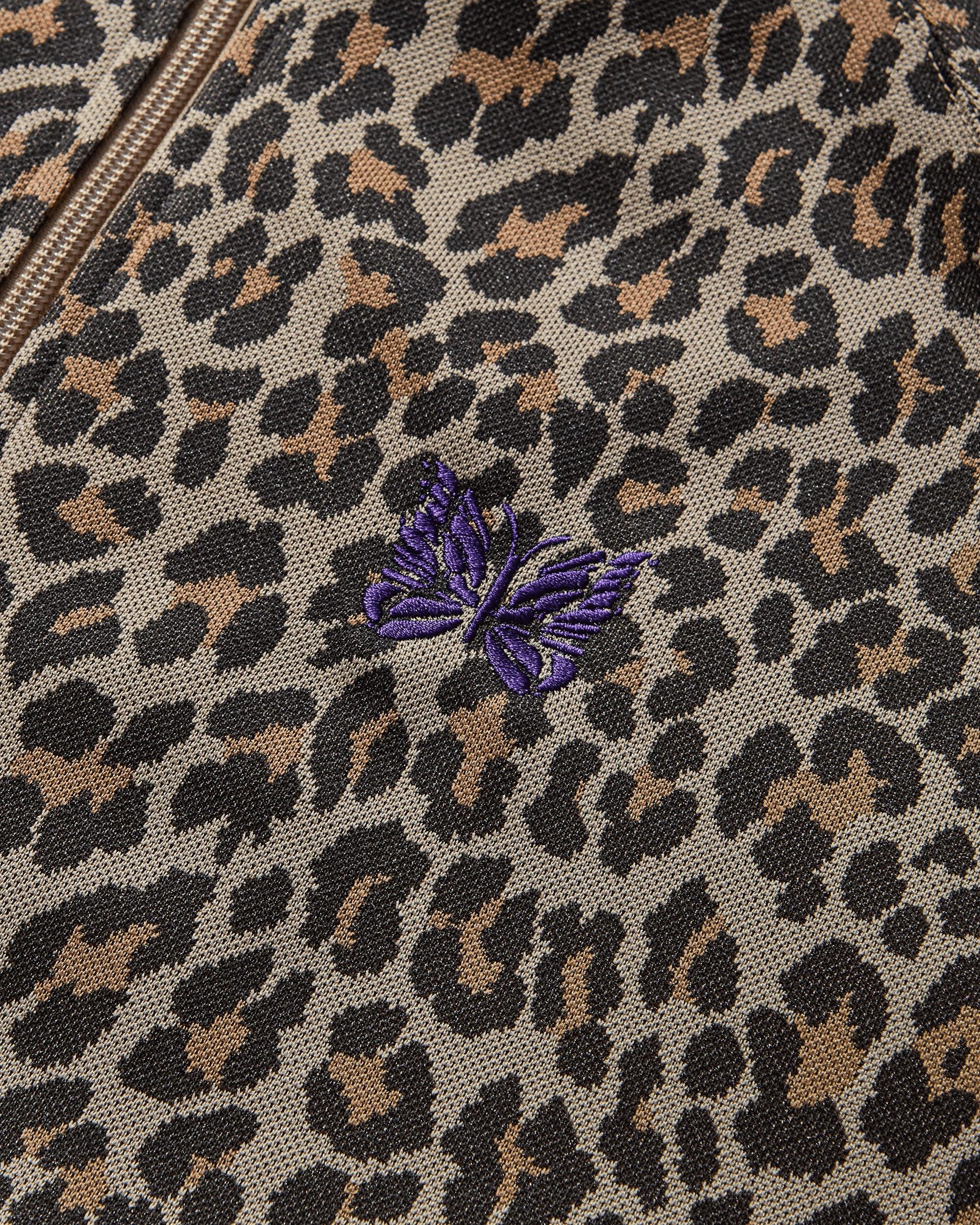 Needles Men S Poly Jacquard Track Jacket Leopard in Brown