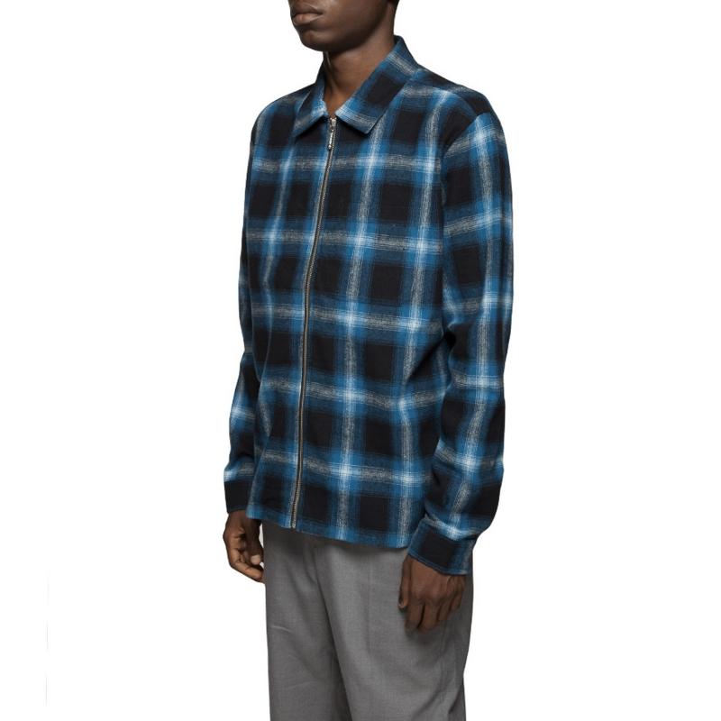 stussy zip up shadow plaid shirt