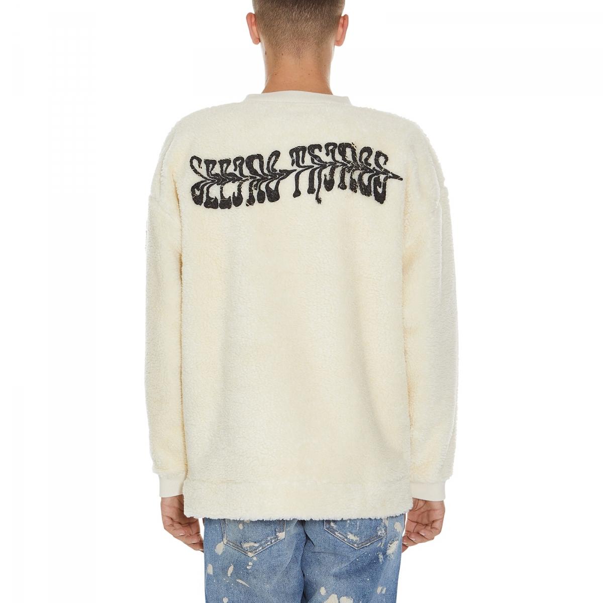 Off-White c/o Virgil Abloh Seeing Things Shearling Crewneck Sweatshirt in White for Men - Lyst