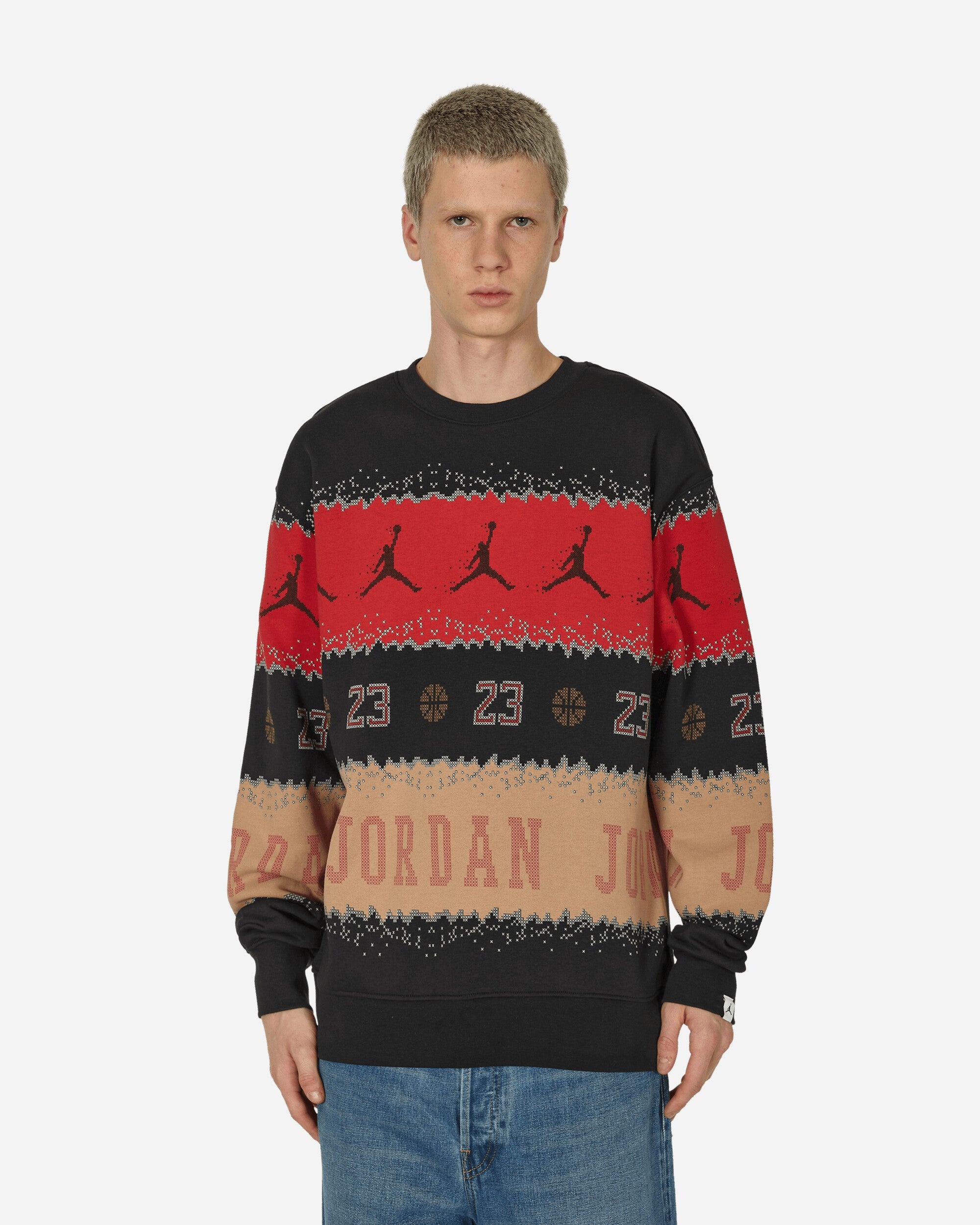 Nike Essentials Holiday Fleece Crewneck Sweatshirt Gym Red Black