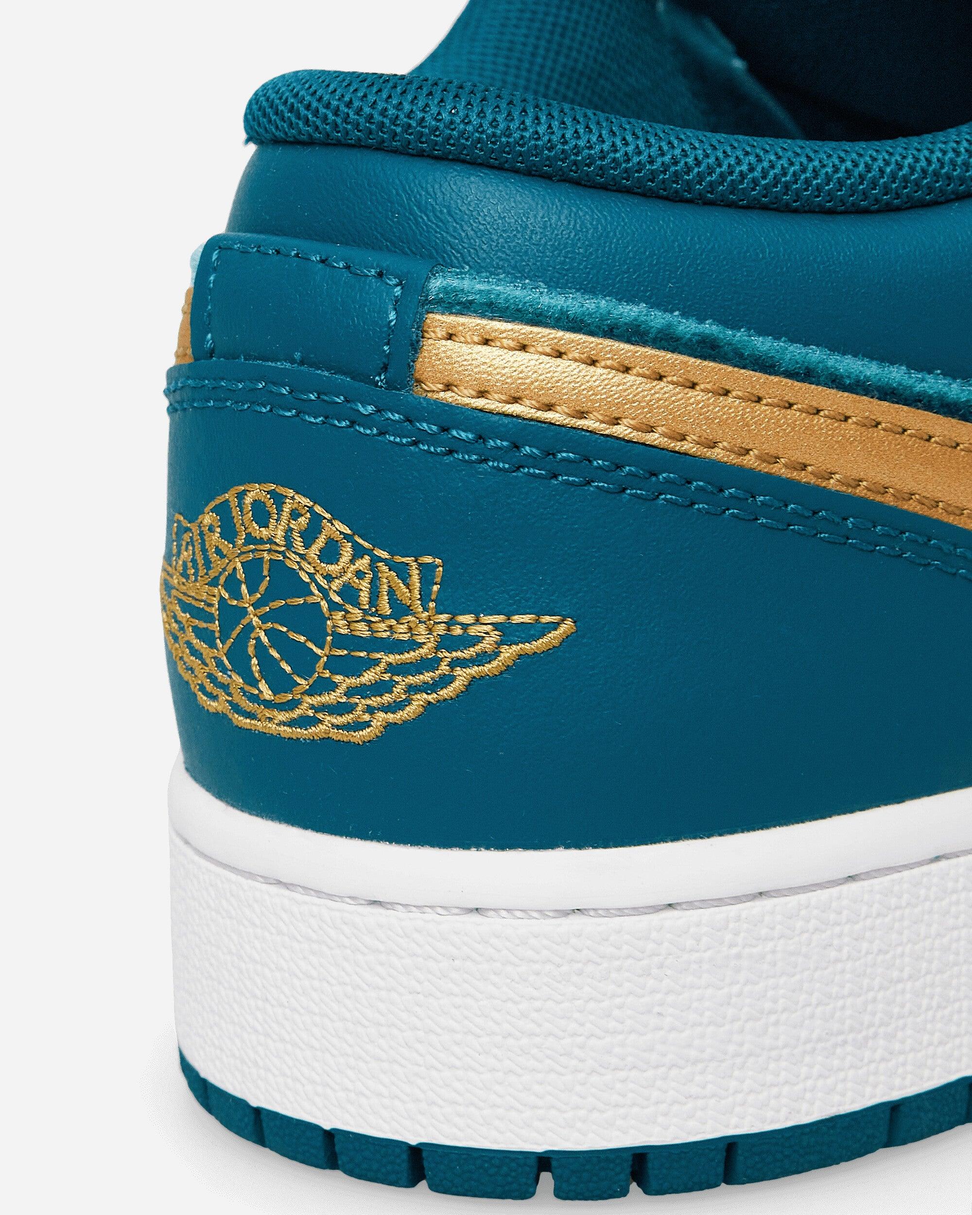 teal and gold jordans