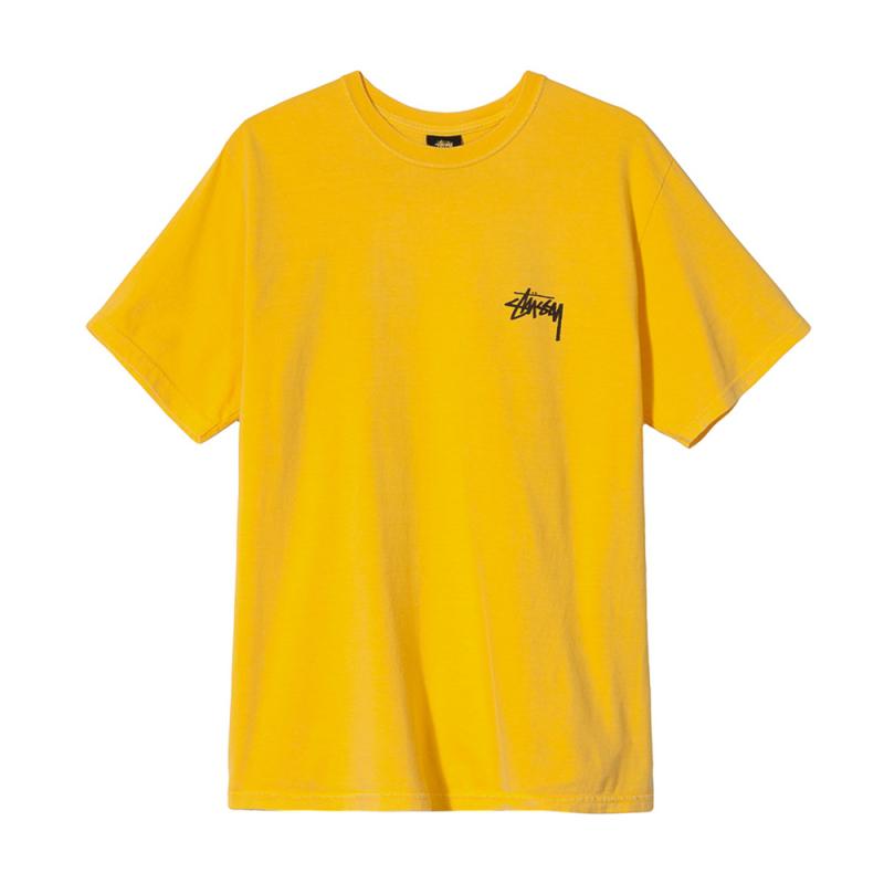 ★【STUSSY】★Big Basic Pigment Dyed T-Shir.t Black Yellow★ Stussy Big Basic Pigment Dyed Tee Black Yellow | ของแท้