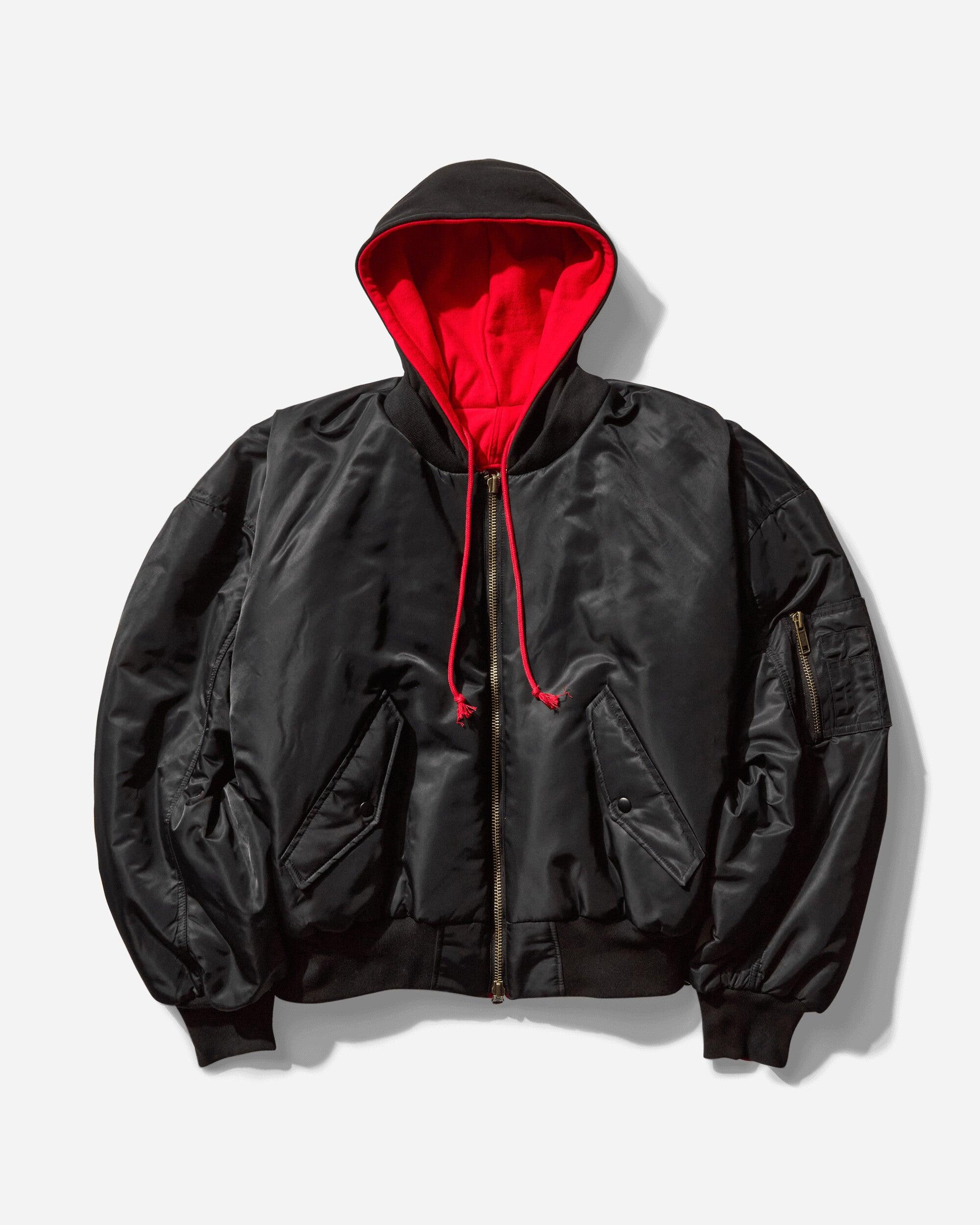 PROJECT G/R Men S Reversible Hooded Ma-1 Jacket / Red in Black for