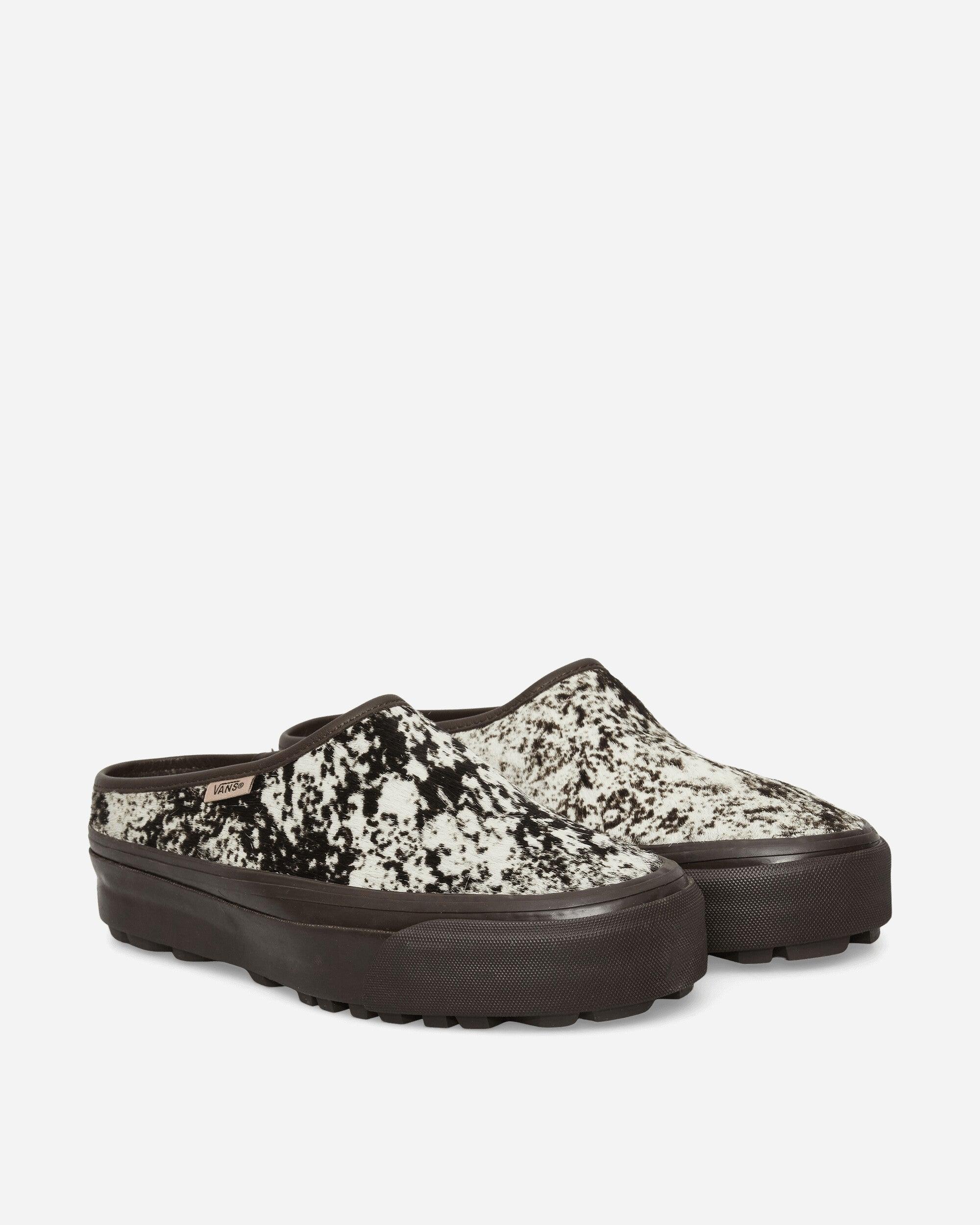 Vans Premium Style 17 Pony Hair Mules Chocolate Plum in White for