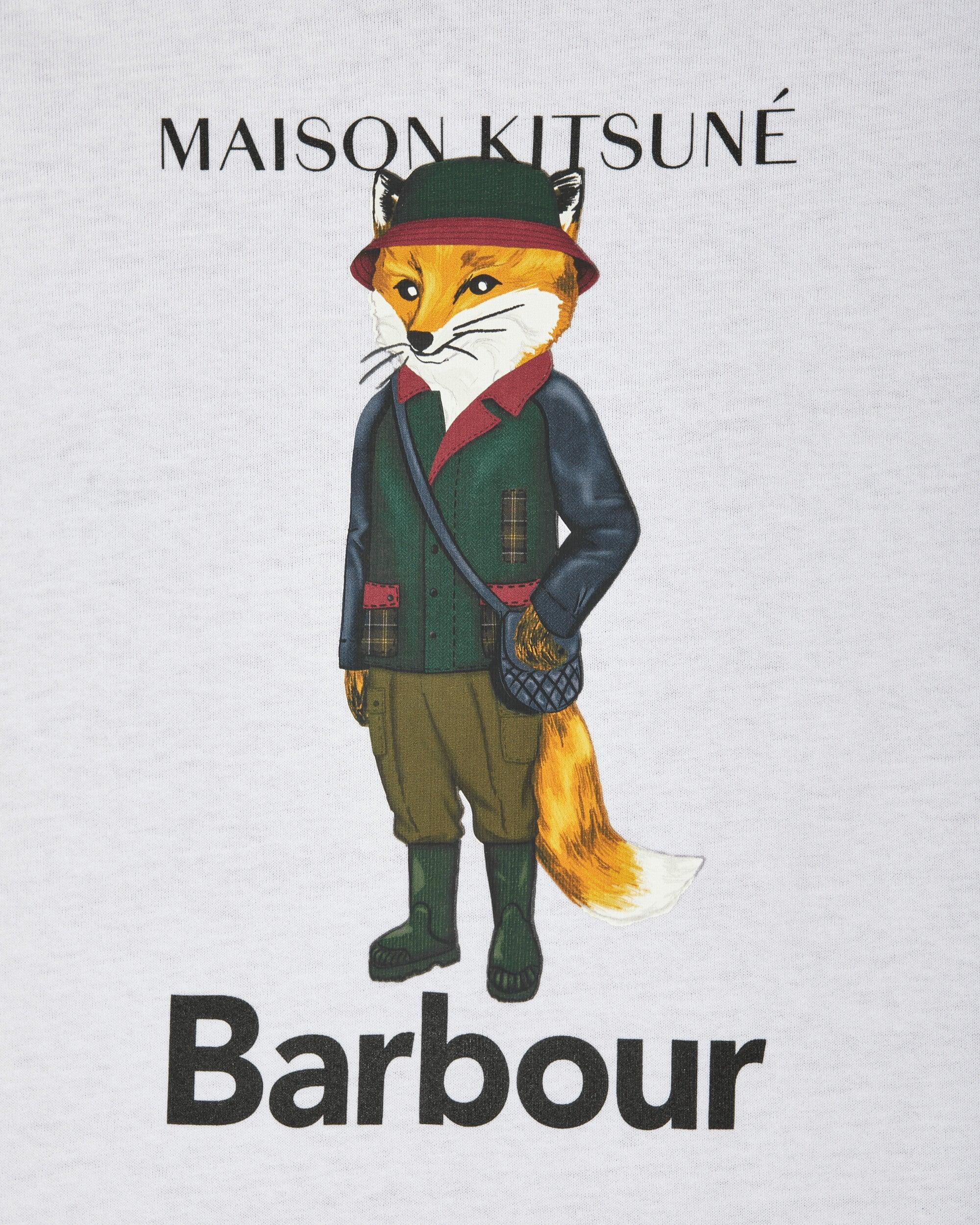 Barbour Maison Kitsuné Fox Beaufort T-shirt in White for Men