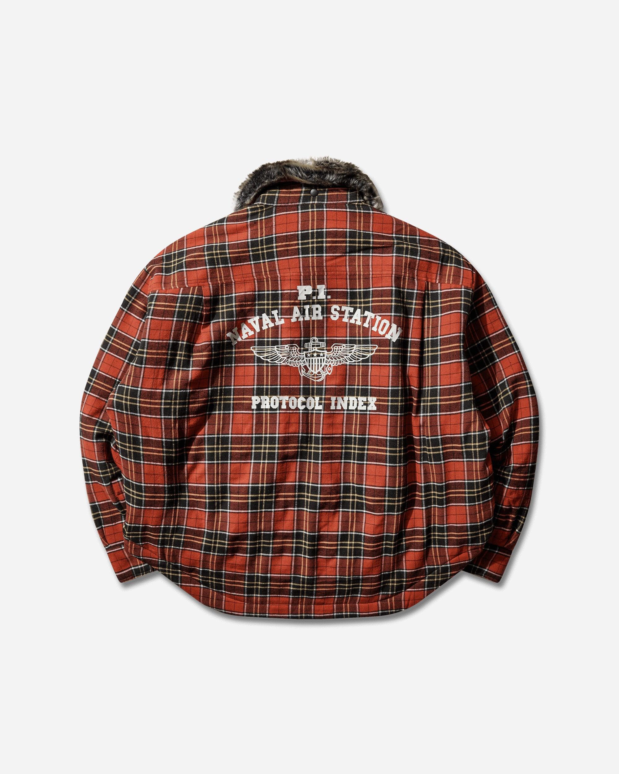 Protocol Index S Fur Collar Flannel Check Shirt Jacket in Red for 