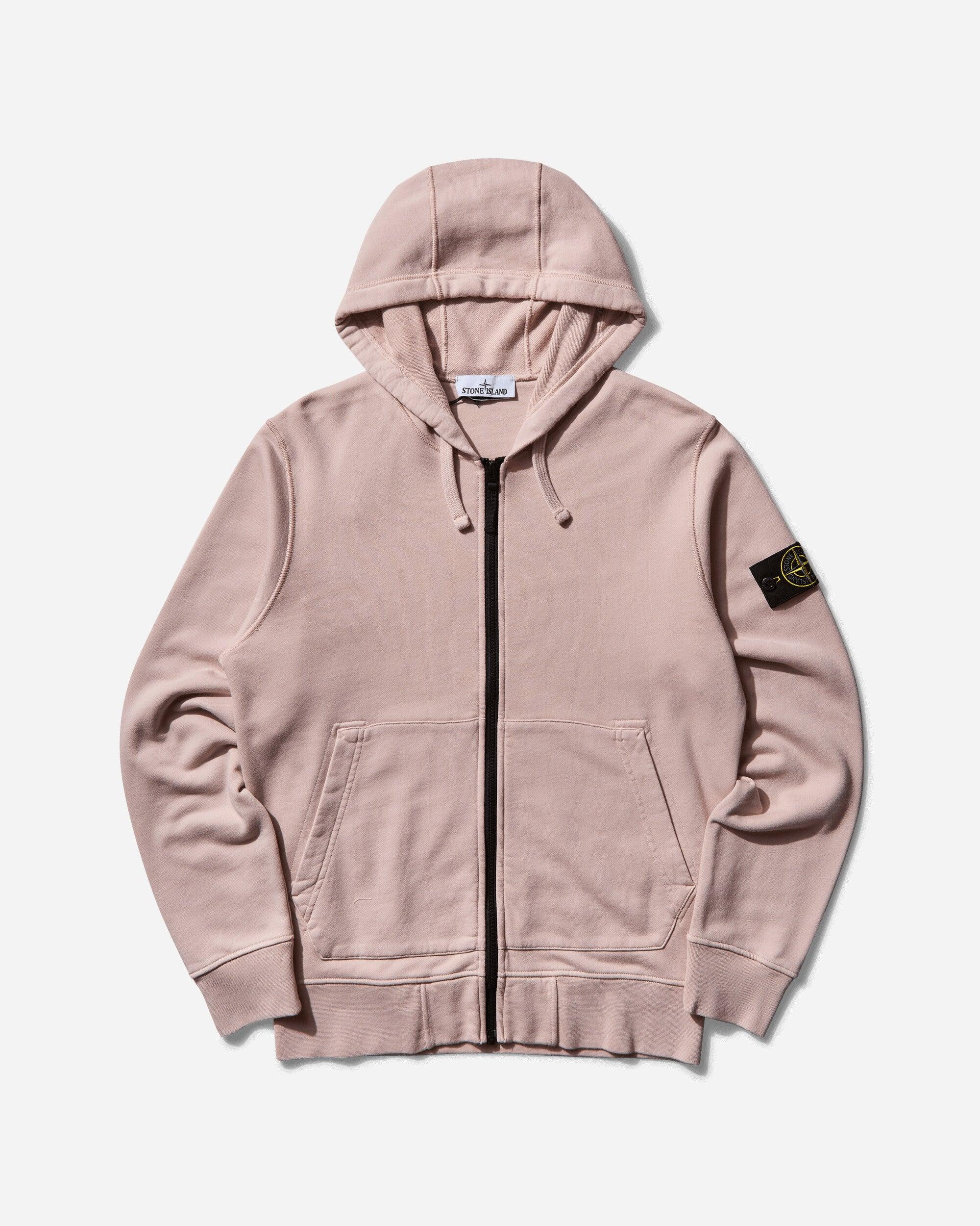 Stone Island S Garment Dyed Zip Up Hoodie Antique Rose in Pink for