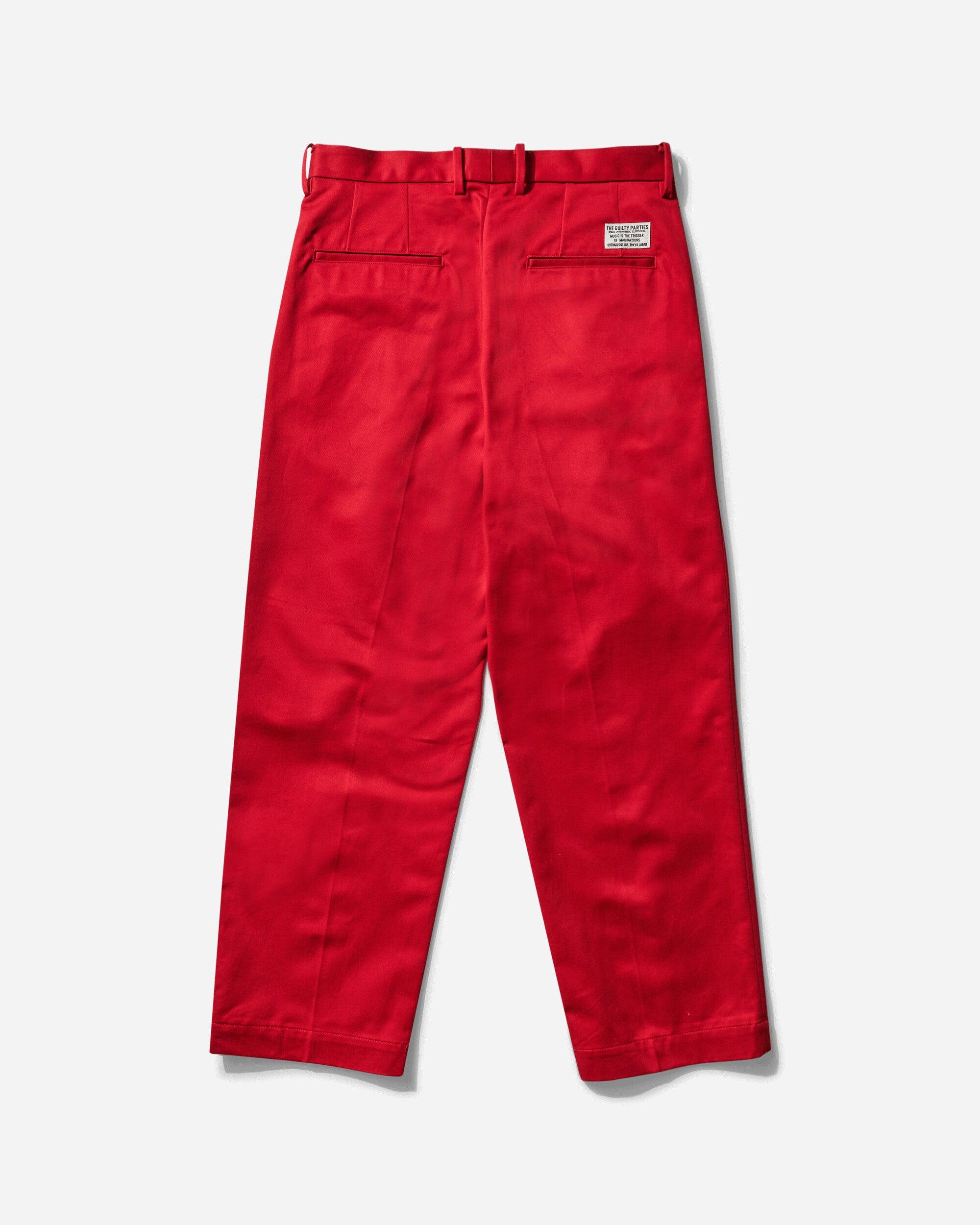 スーツ WACKO MARIA/PLEATED TROUSERS (D-RED) Wacko Maria Men S Double Pleated Chino Trousers in Red for