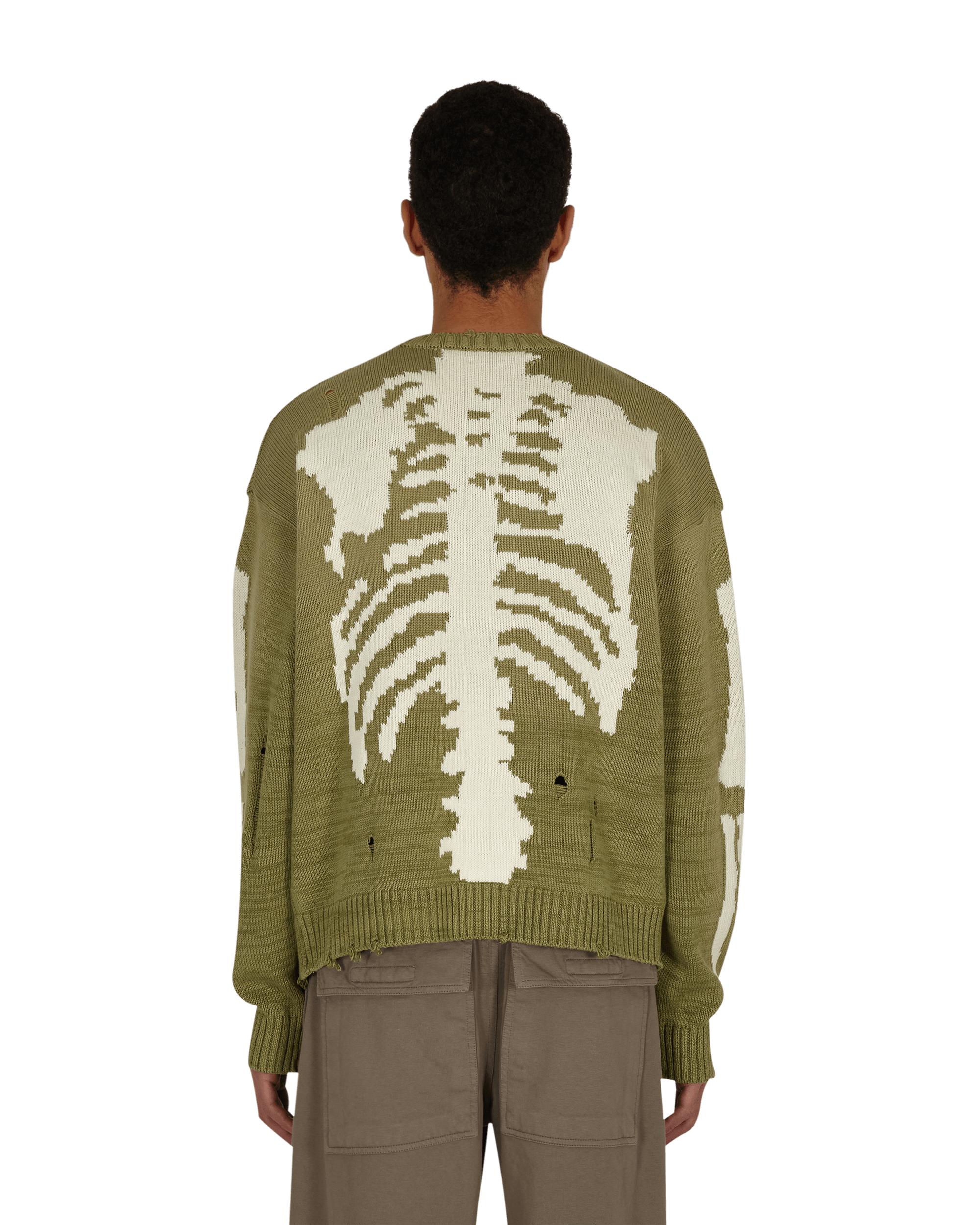 Kapital 5g Cotton Knit Bone Crewneck Sweater Khaki L in Green for
