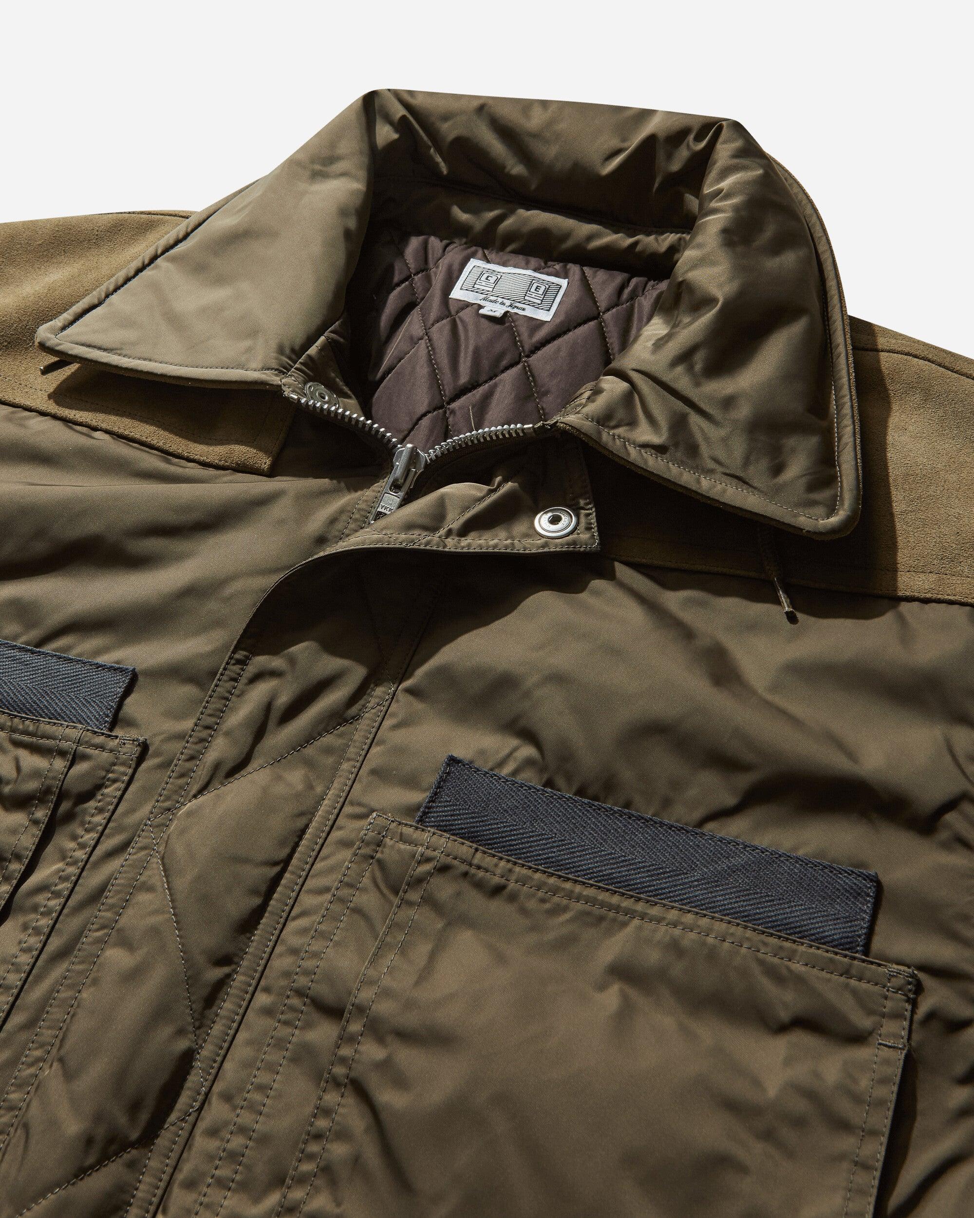 Cav Empt Leather Shoulder Bomber Jacket Khaki in Green for