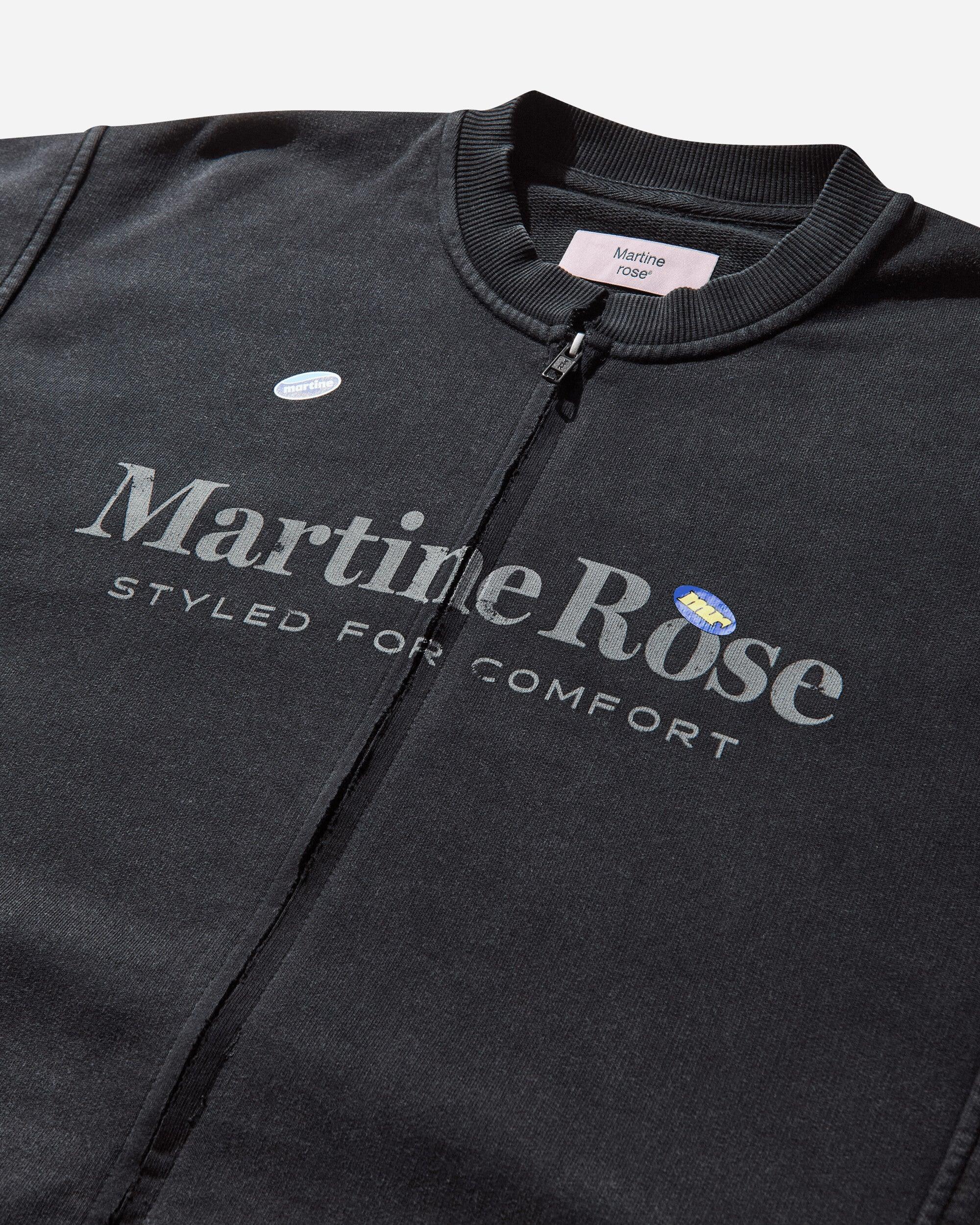 Martine Rose Men S Zip Up Crewneck Sweatshirt Washed in Black for 