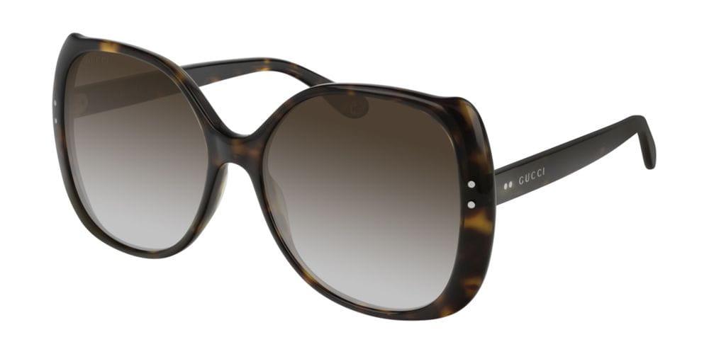 Gucci Oversized Square Sunglasses In Brown Acetate With Pink Lenses In