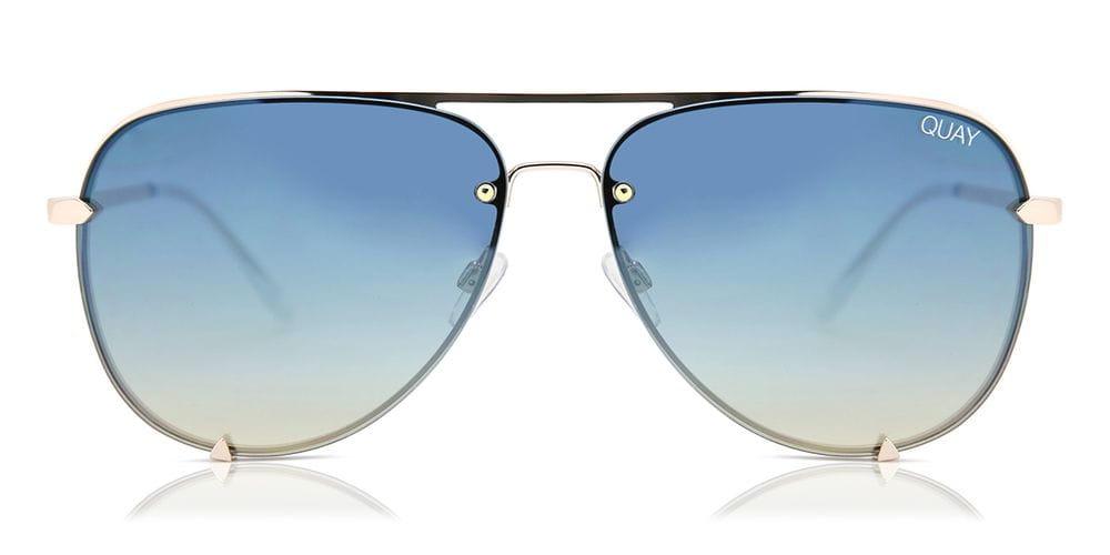 Quay Qc000555 High Key Rimless Gld/bluturq Sunglasses Gold Size 64 in