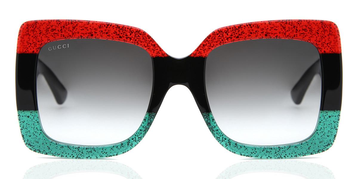 Gucci Glittered Gradient Oversized Square Sunglasses, Red/black/green - Lyst