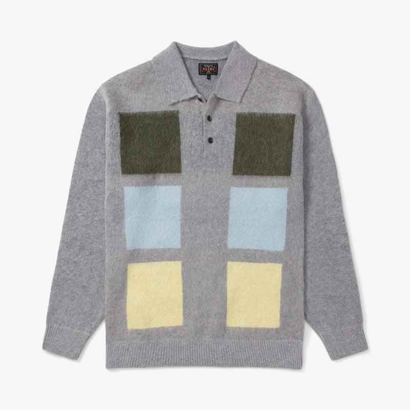 Beams Plus Knit Polo Shaggy 9g in Gray for Men Lyst