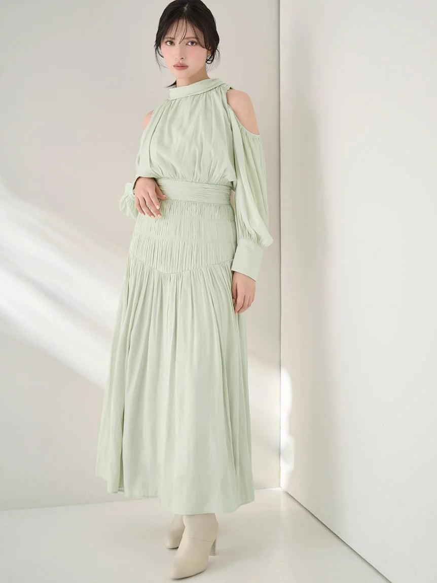 SNIDEL Cold Shoulder Long Dress in White | Lyst