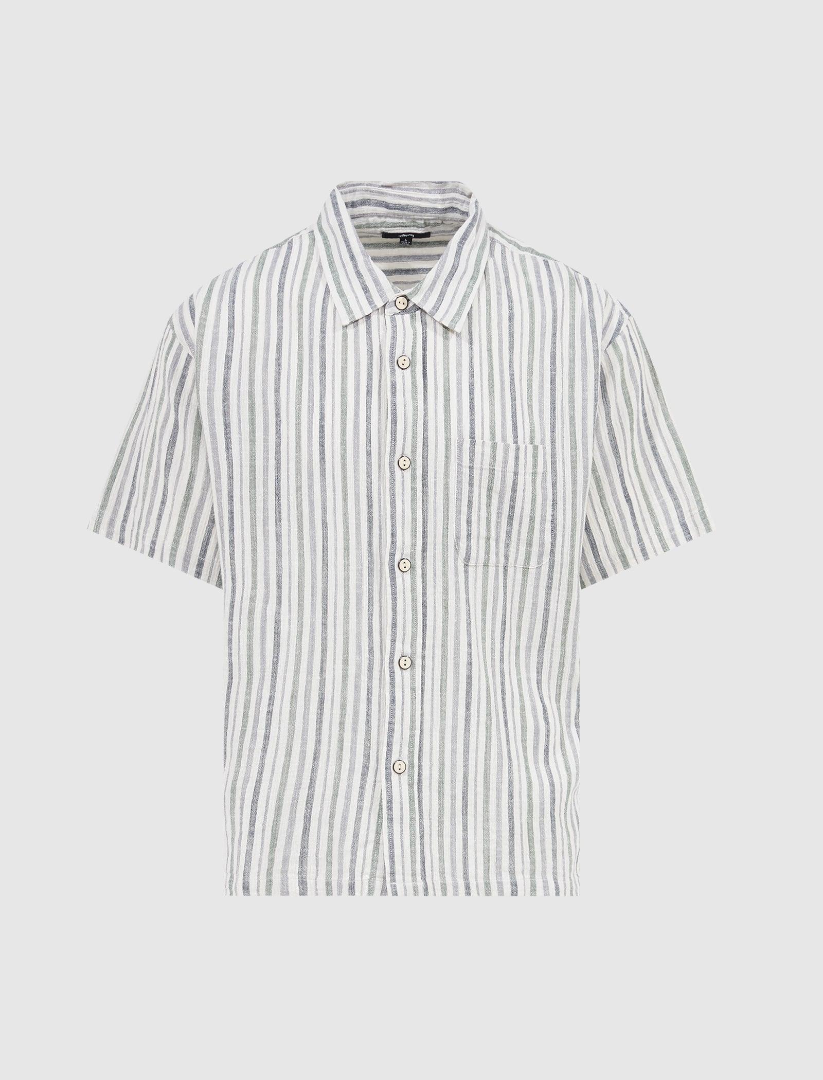 Stussy Cotton Stripe Gauze Shirt in White for Men Lyst