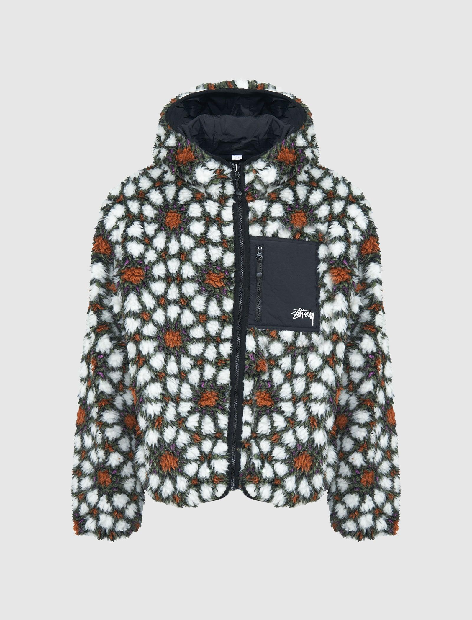 Stussy Pattern Sherpa Jacket in White for Men | Lyst