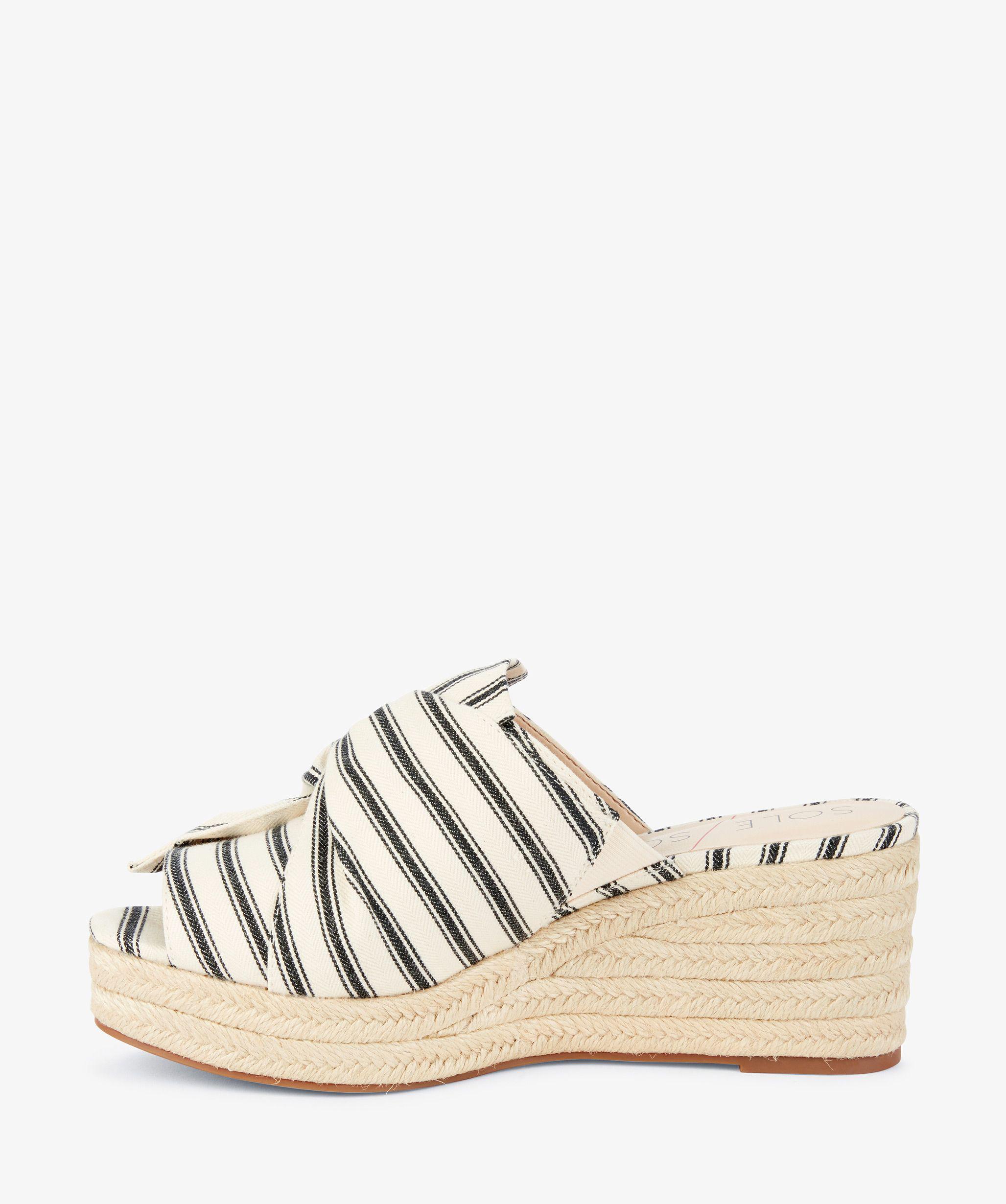 Sole Society Carima Tie Espadrille Wedge in Cream Black (Natural) - Lyst