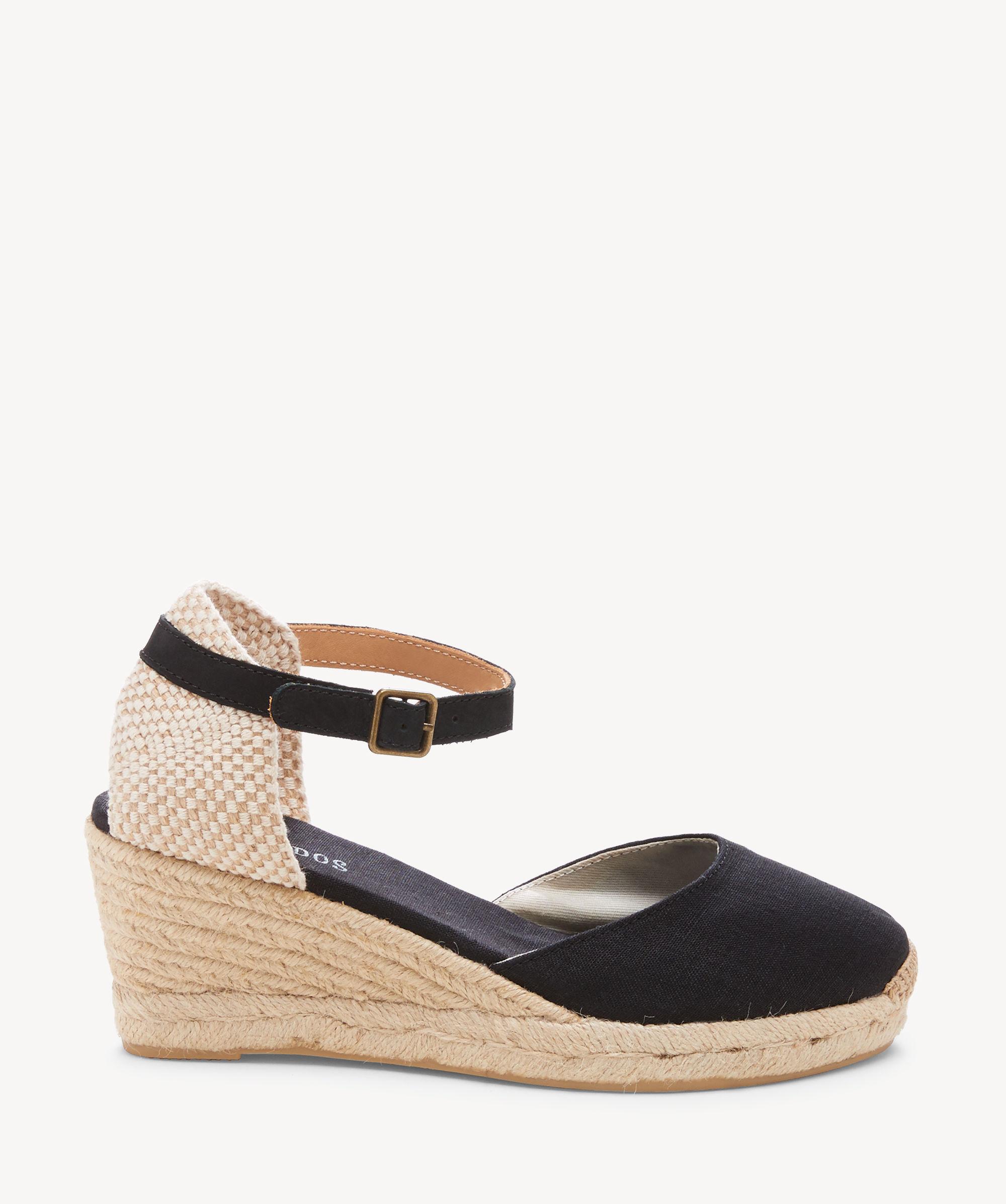 Soludos Linen Closed Toe Midwedge Espadrille Wedge in Black - Lyst