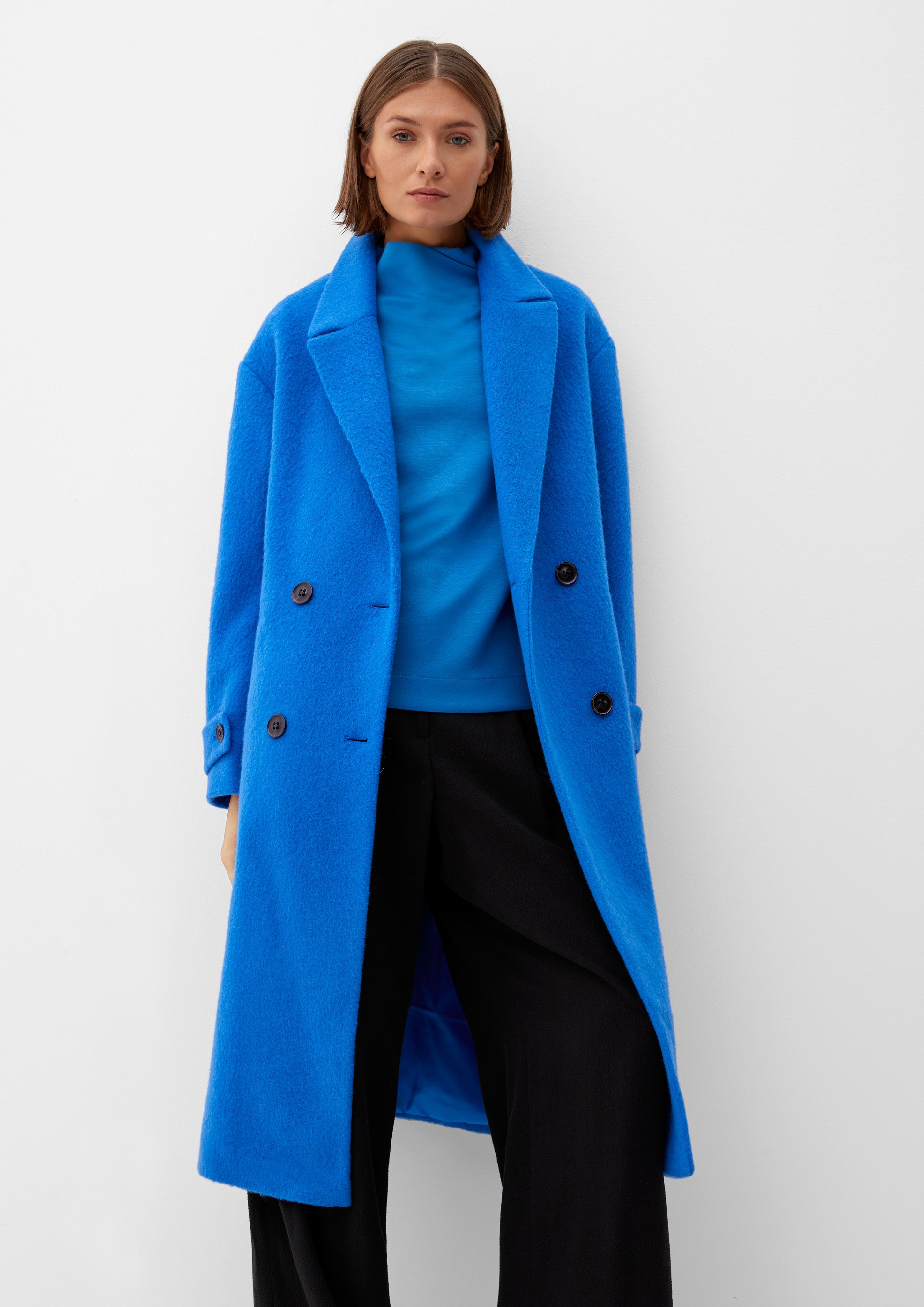 blauer damen wollmantel